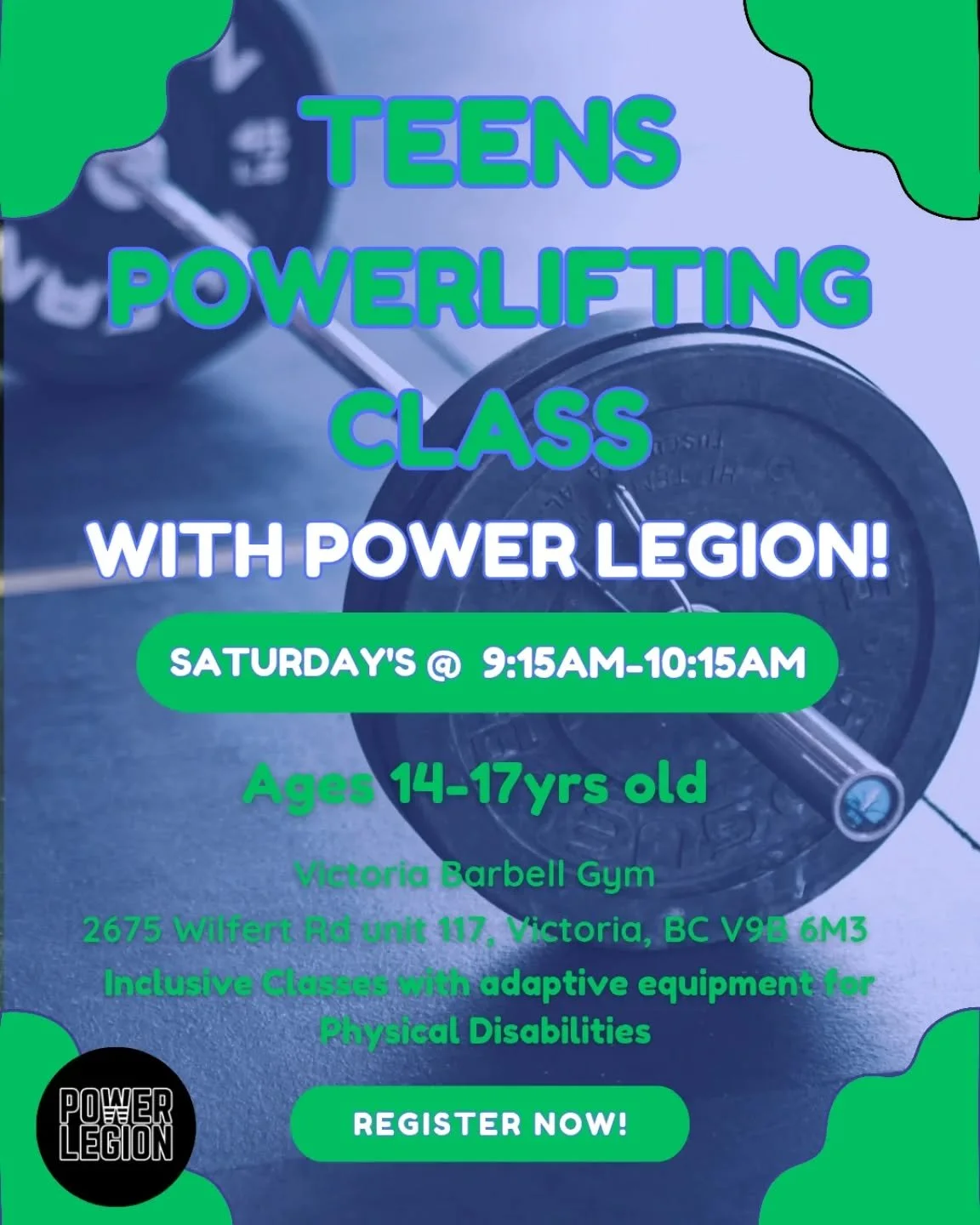 You asked! And now it's here! Teen Powerlifting Classes starting July 12th @9:15am 

Message for more details

PowerLegionGym@gmail.com to register 

#PowerLegion #Powerlifting #TeenSports #Powerlifter #GymYYJ