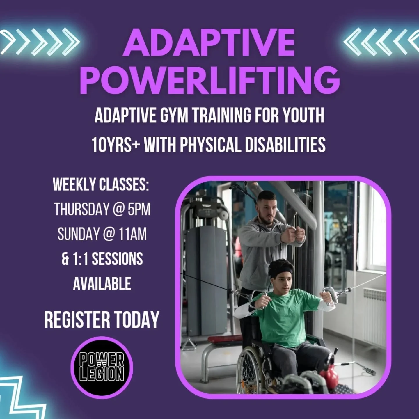 Adaptive Training options for Youth in Victoria &amp; Langford, BC! With our adaptive equipment &amp; knowledgeable personal trainers we want to help set your child up for success in the gym by learning how to train properly &amp; safely.

Message us