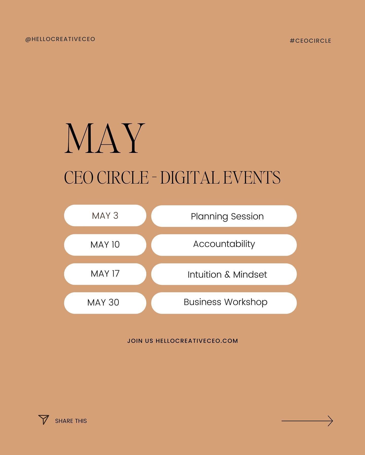 Join the CEO Circle. Step into a newfound sense of alignment and clarity for your business. ✨

Every Wednesday, we gather to discuss essential business topics that will reignite your passion and help you thrive in your business. This is a personalize