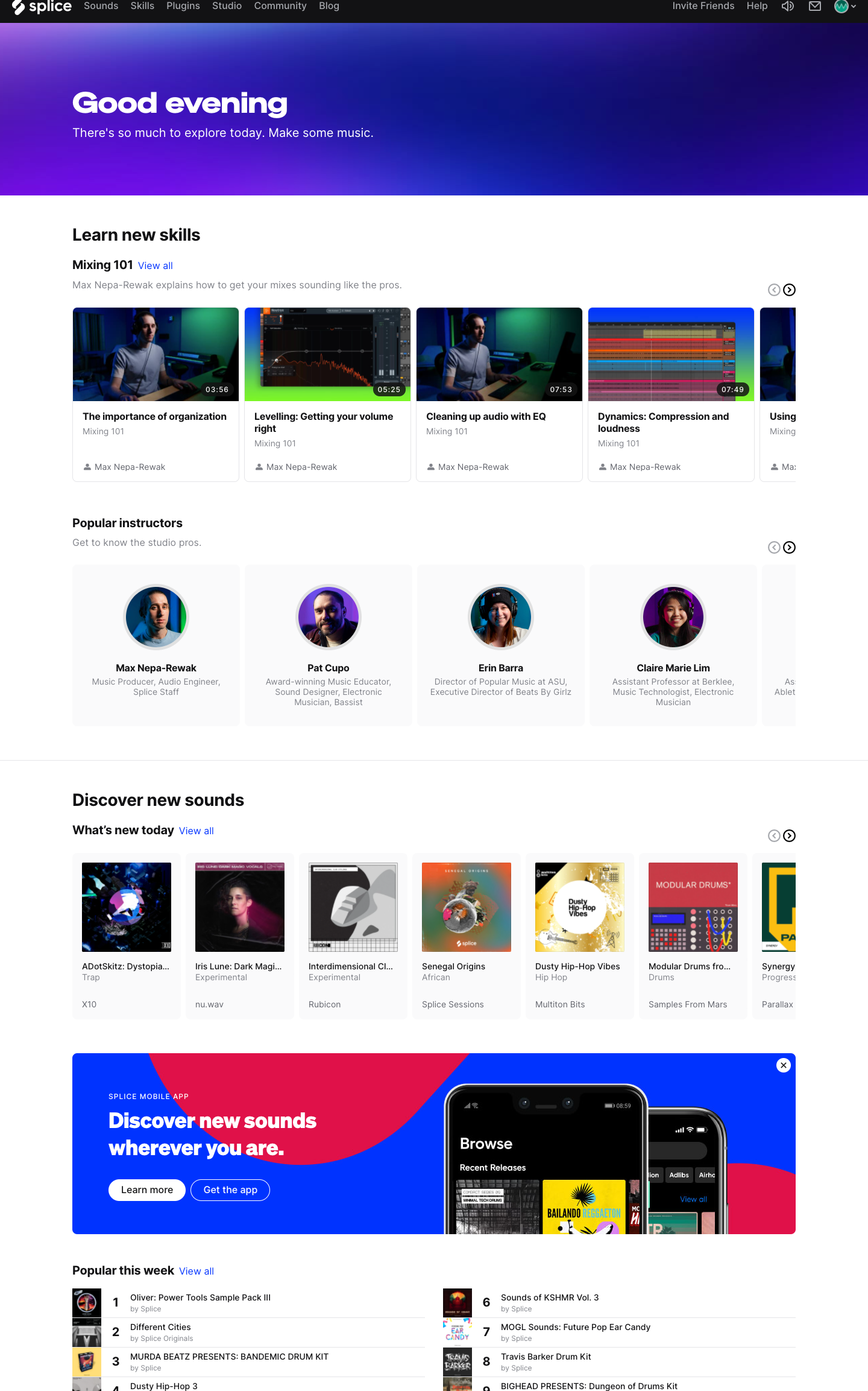 Videos and instructors featured in Home