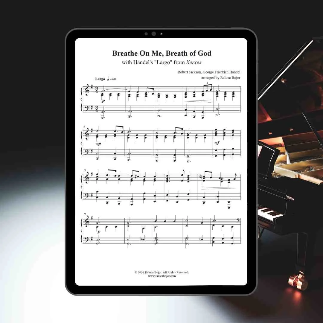 breathe on me breath of god handel largo xerxes piano medley arrangement sheet music raluca bojor church prelude offertory postlude holy spirit pentecost download pdf