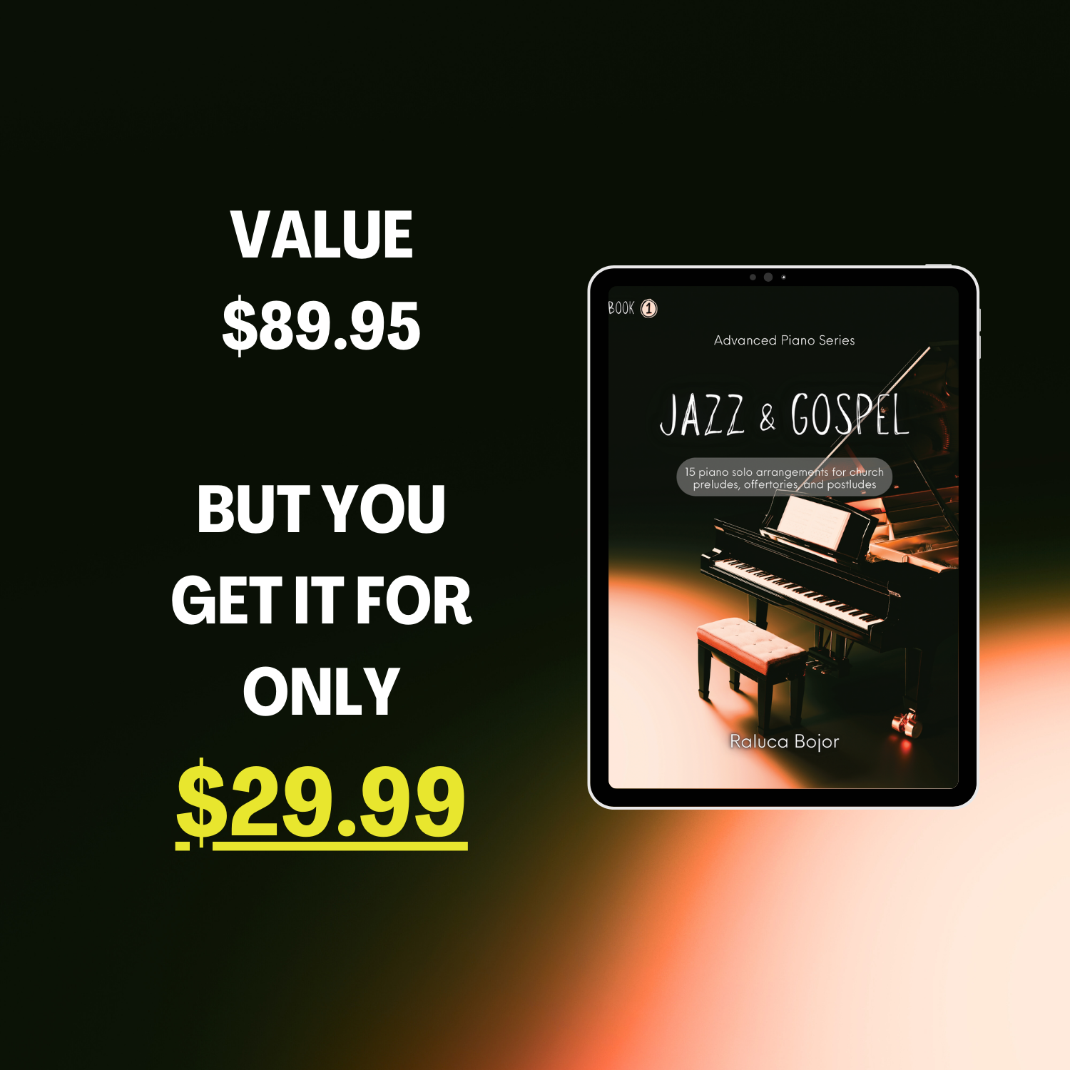 jazz gospel blues ragtime piano arrangements church prelude offertory postlude recitals performances concerts raluca bojor book intermediate advanced sacred sheet music