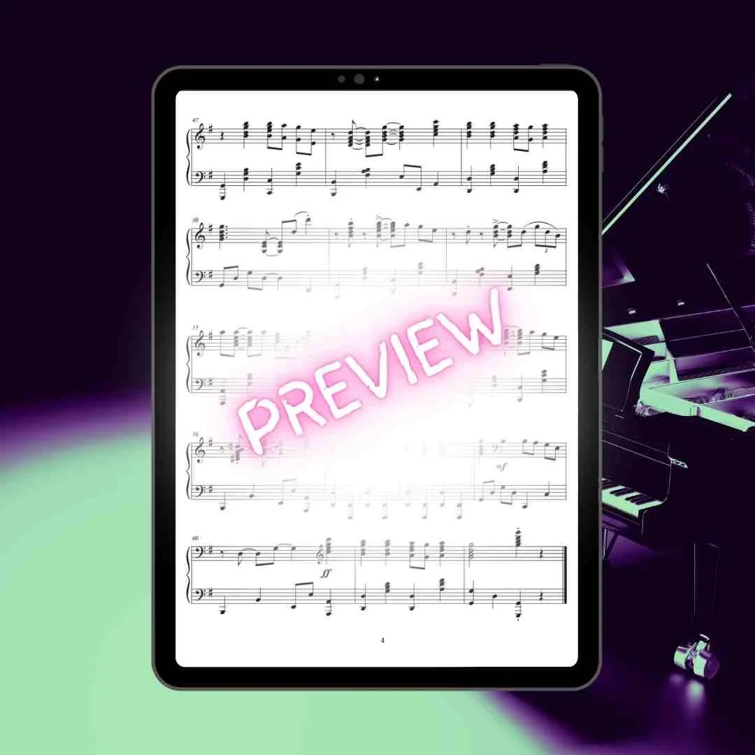 Piano sheet music arrangement Christmas carol advanced level church prelude postlude offertory hymn sacred gospel style traditional spiritual Go Tell It On the Mountain arranged by Raluca Bojor