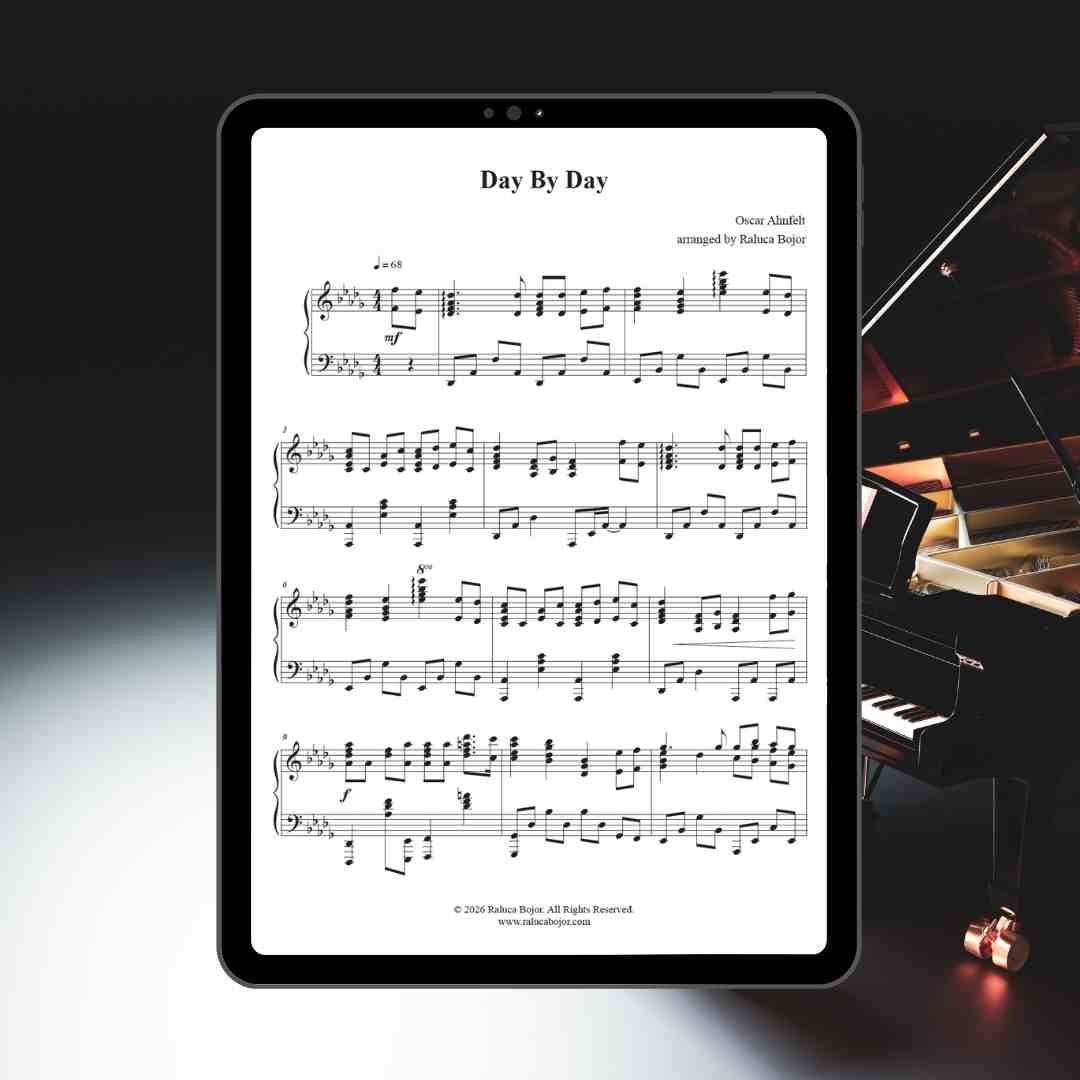 piano hymn arrangement sheet music church hymn prelude offertory postlude raluca bojor day by day oscar ahnfelt