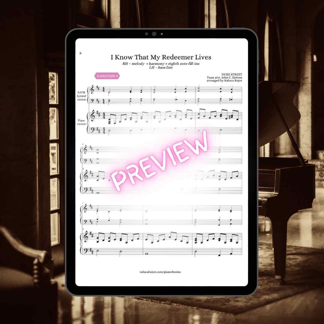 church pianist congregational accompaniment variations improvisation embellishment sheet music how to play by ear hymns worship i know that my redeemer lives