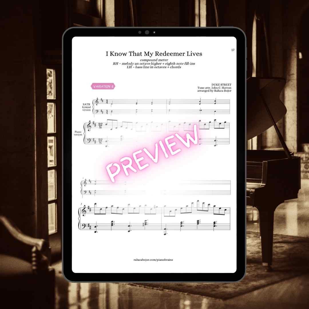 church pianist congregational accompaniment variations improvisation embellishment sheet music how to play by ear hymns worship i know that my redeemer lives