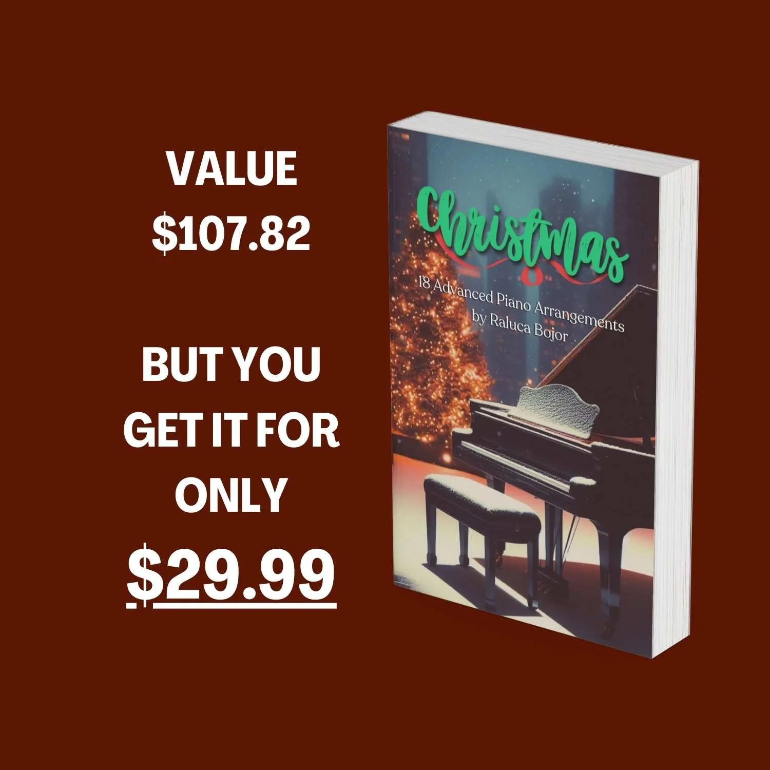 christmas piano book advent holidays sheet music intermediate advanced raluca bojor carols church service concert recital