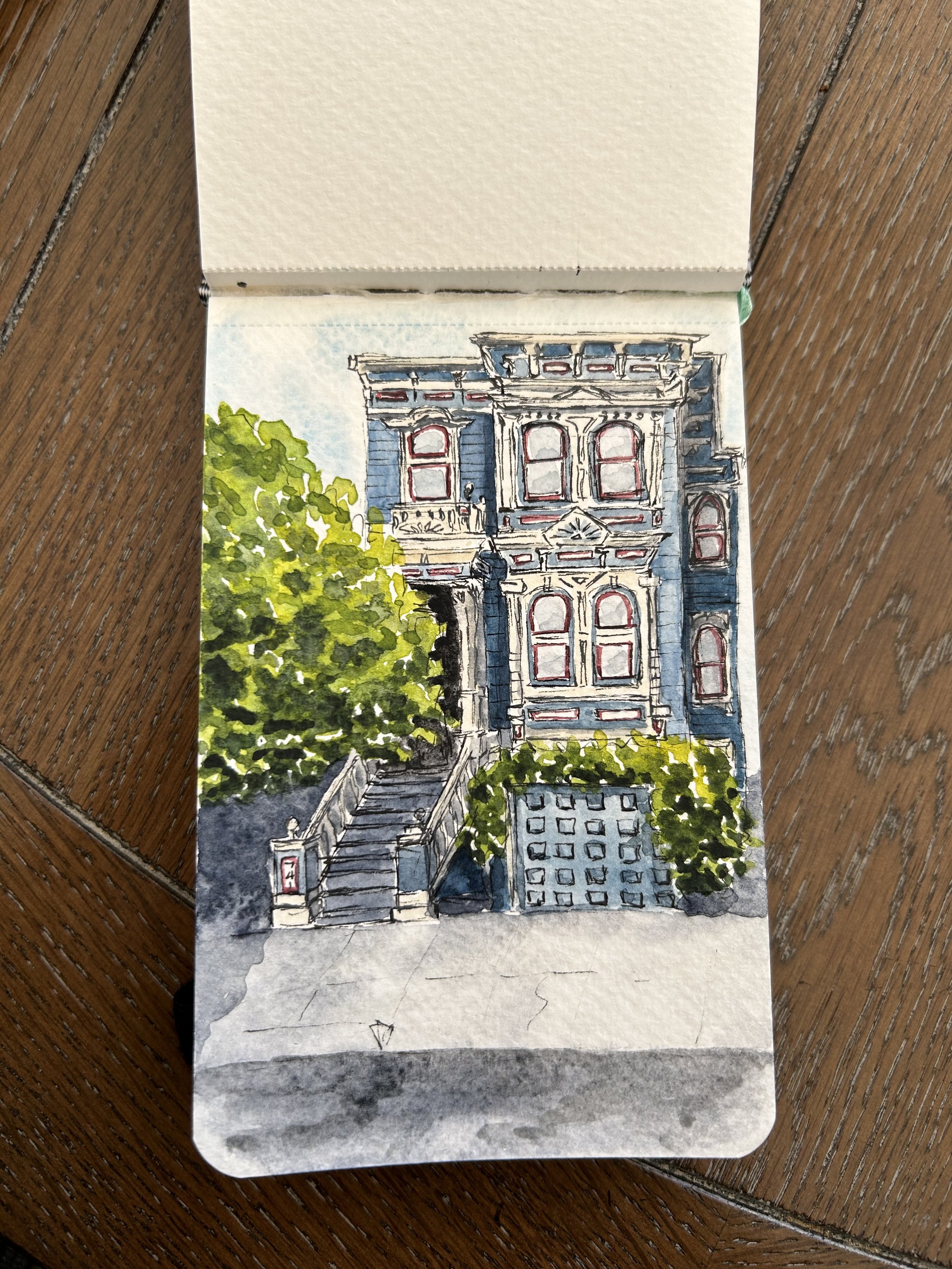 San Francisco architecture - image captured, sketched & painted by Laura