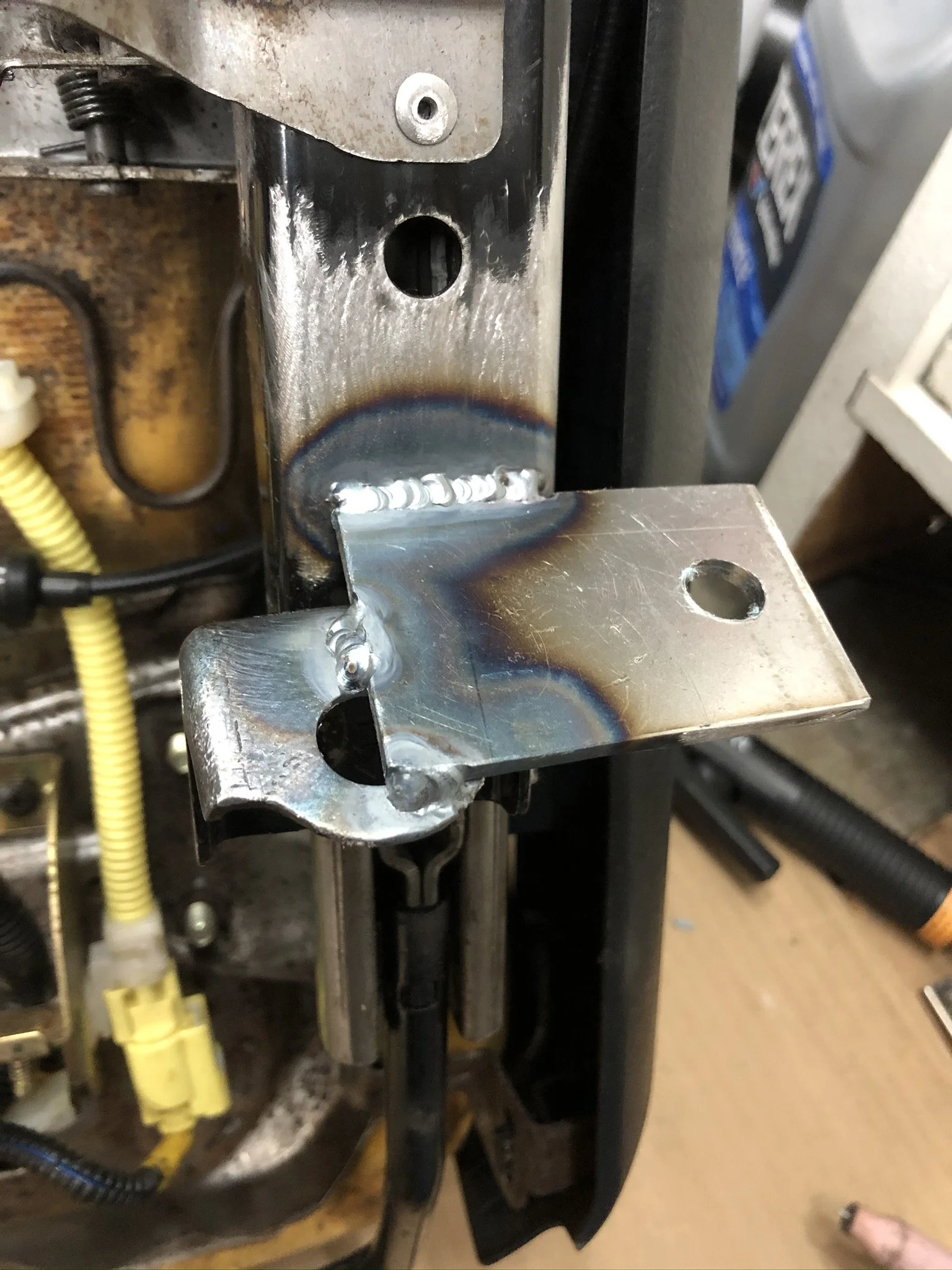 Building up a front bracket.