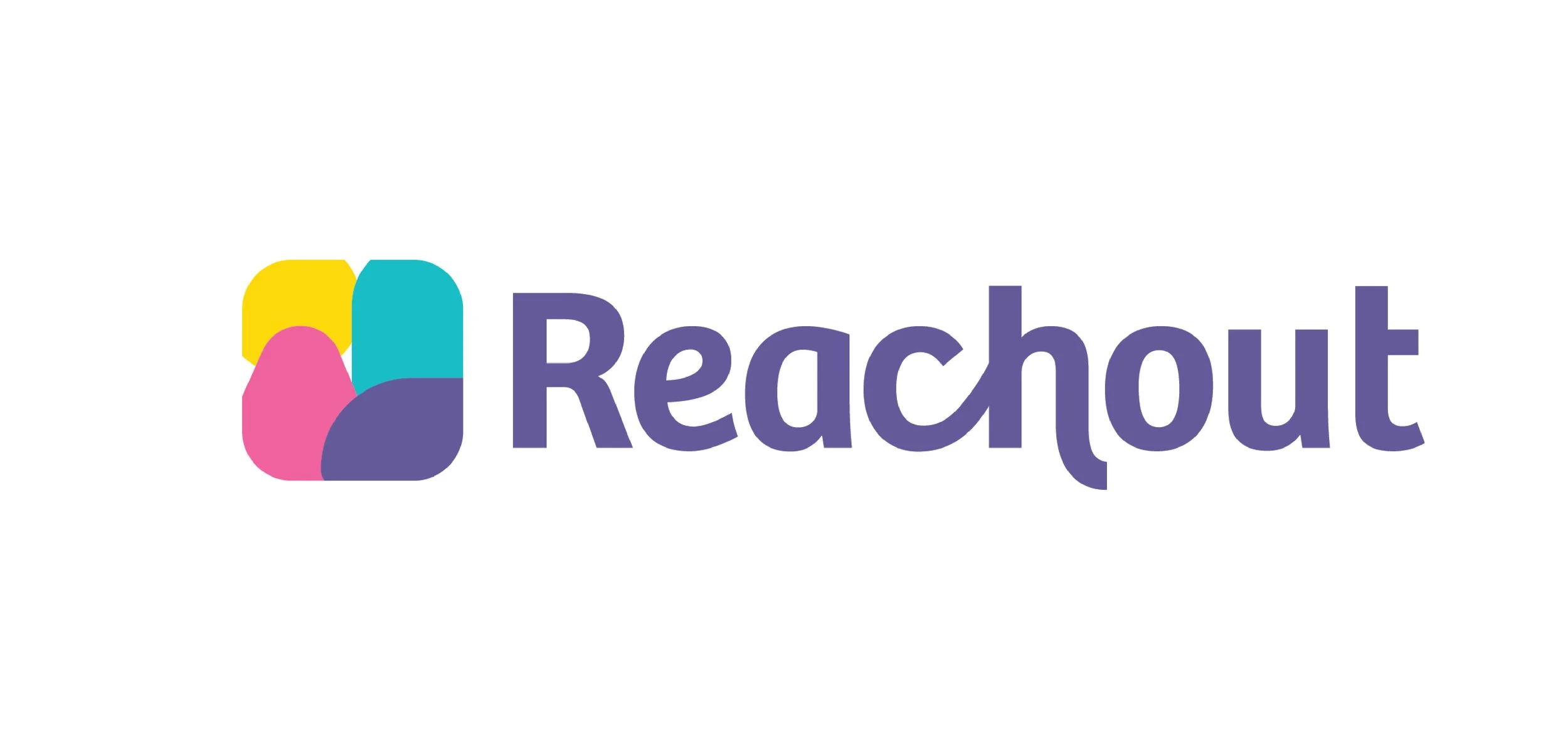 Reachout logo featuring colorful overlapping shapes and purple text