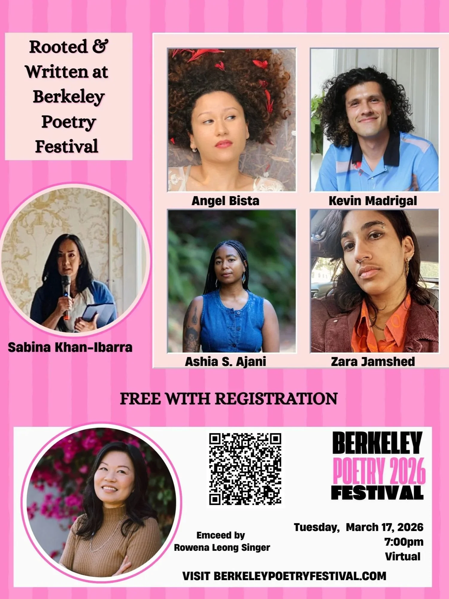 Rooted & Written joins Berkeley Poetry Festival, Tuesday March 17th 
