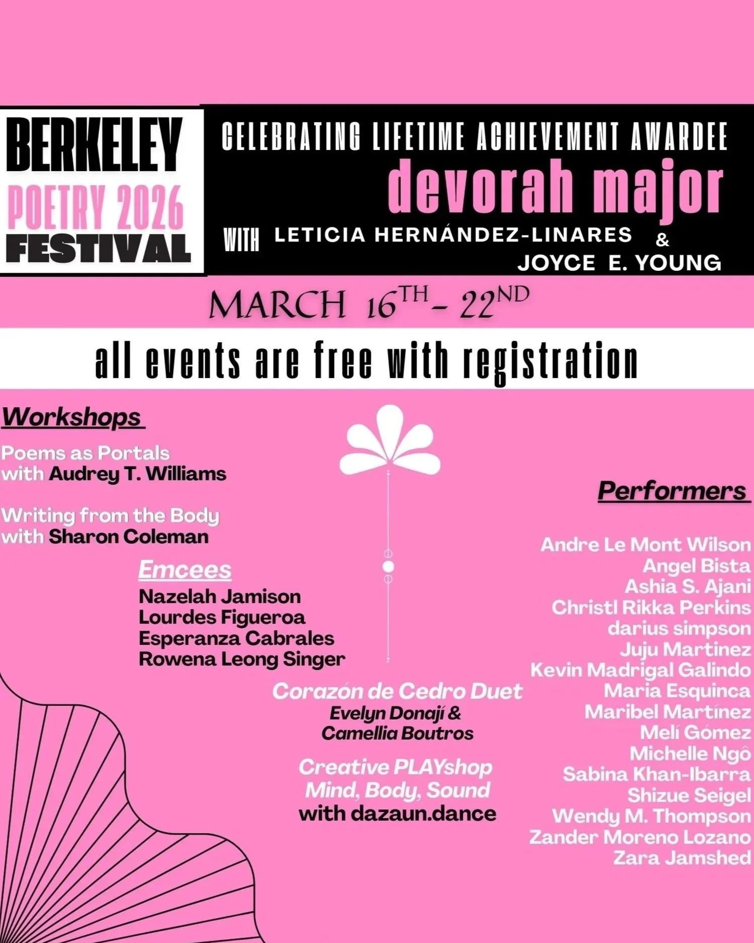 Berkeley Poetry Festival March 16th to the 22nd