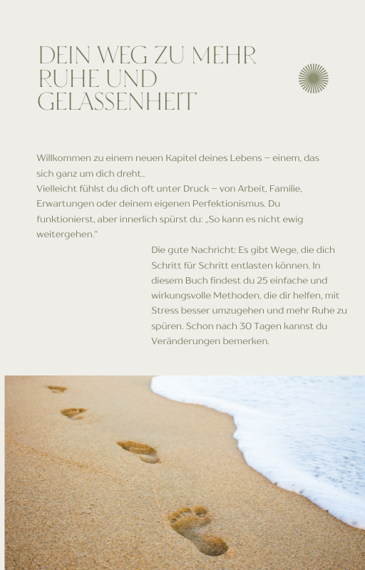 Text mit Bild Fußspuren im sand