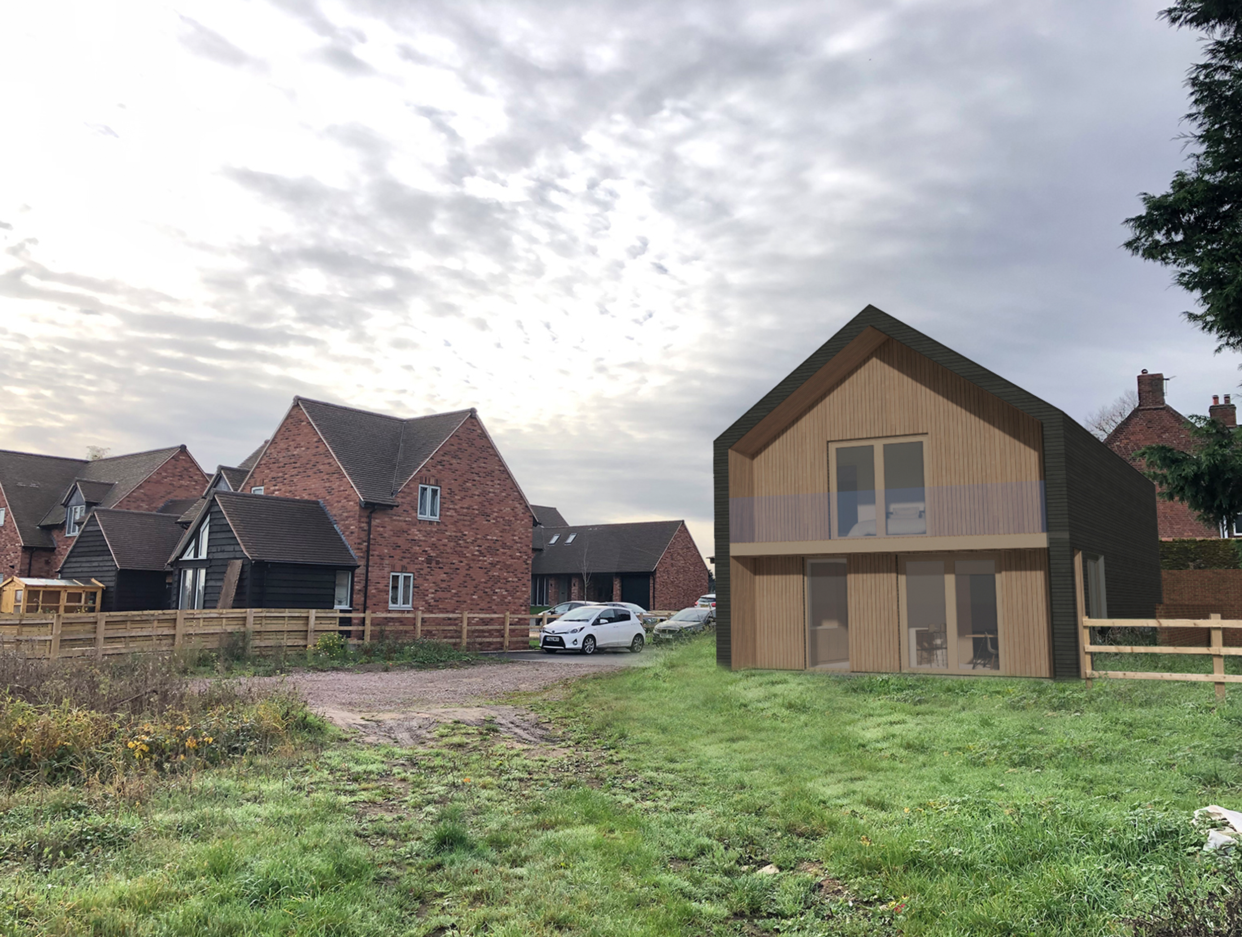 Midlands Passivhaus view from field