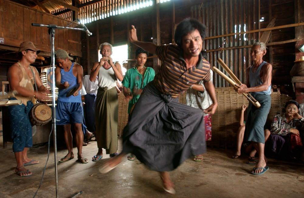 Ohhzi dance in Ngabutaw village, Myanmar.