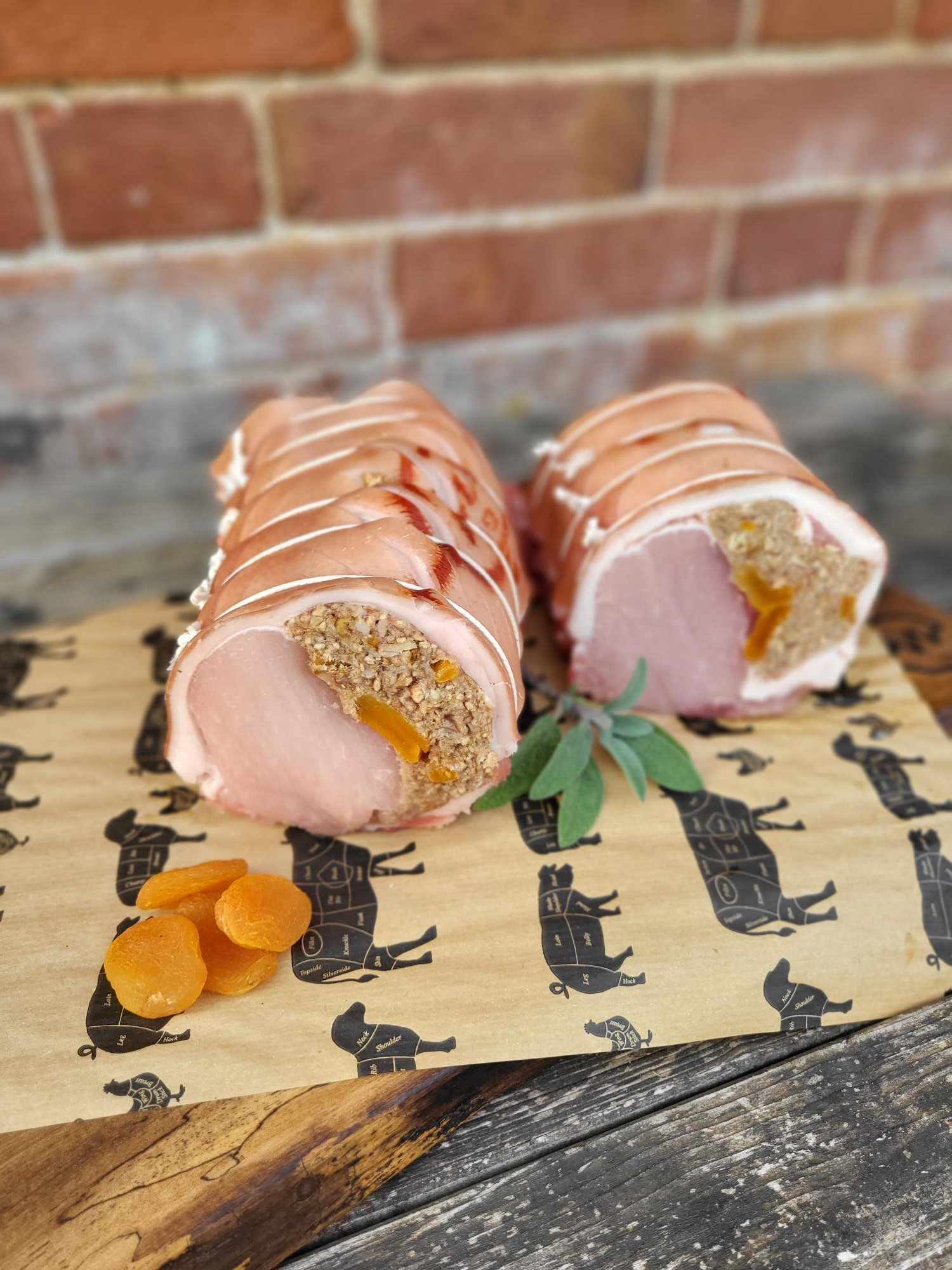 Pork Loin Stuffed with Apricot and Almond Stuffing