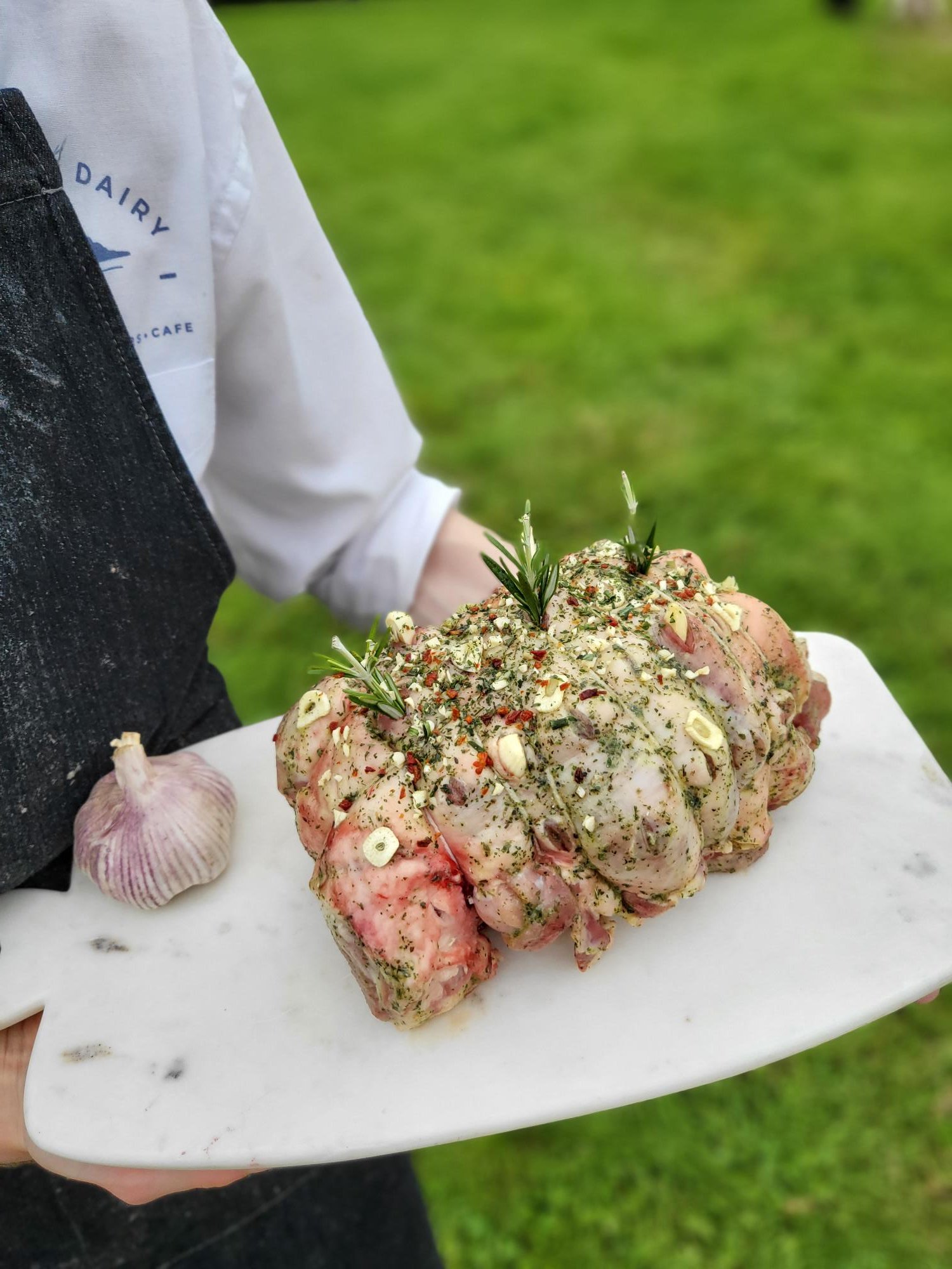 Garlic and Rosemary Boneless Shoulder of Lamb