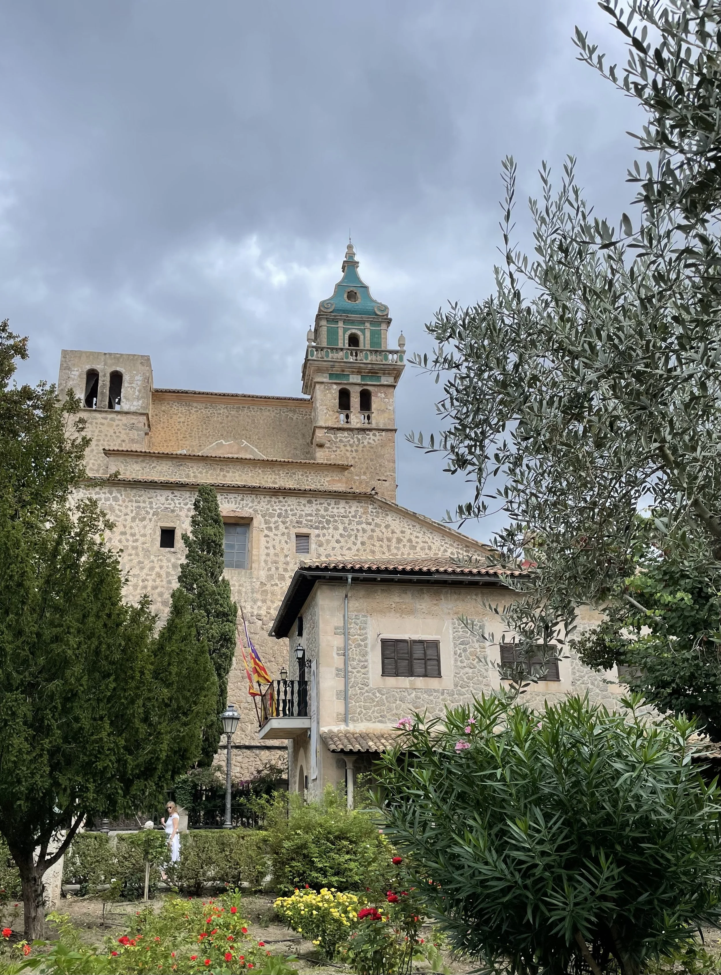Valldemossa monastery in the town square