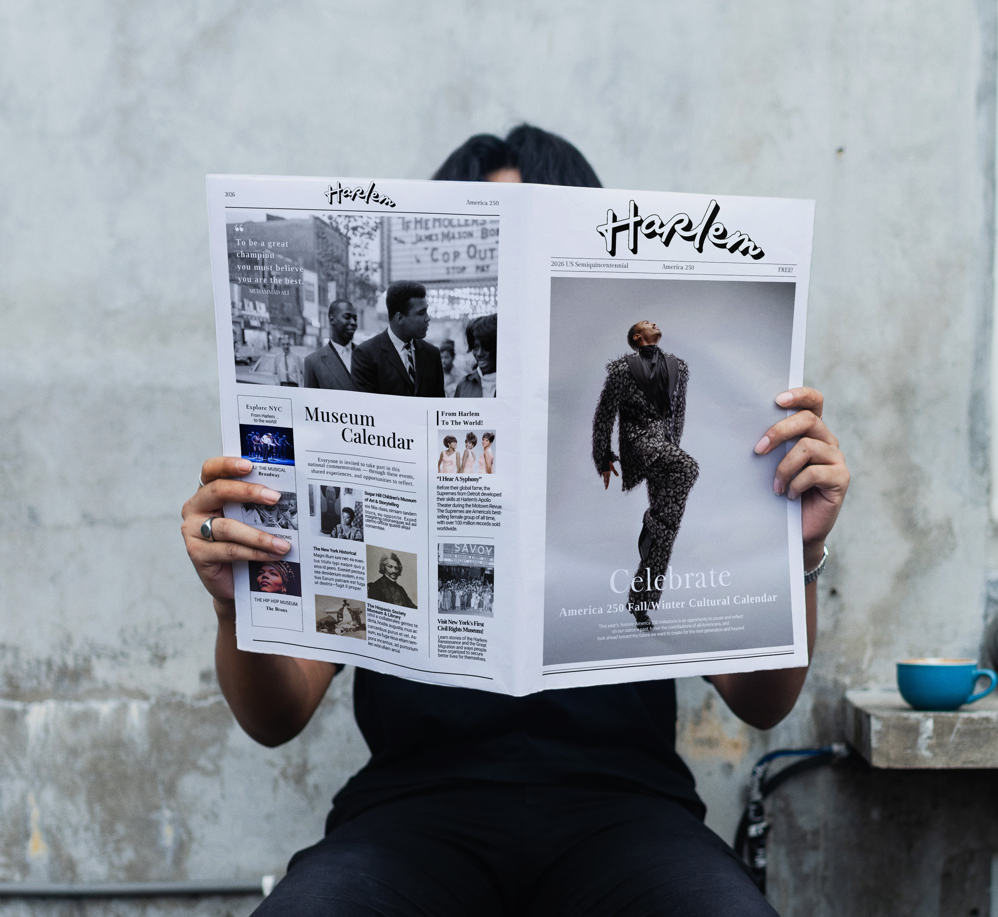 Mockup of our first edition Harlem: America 250.