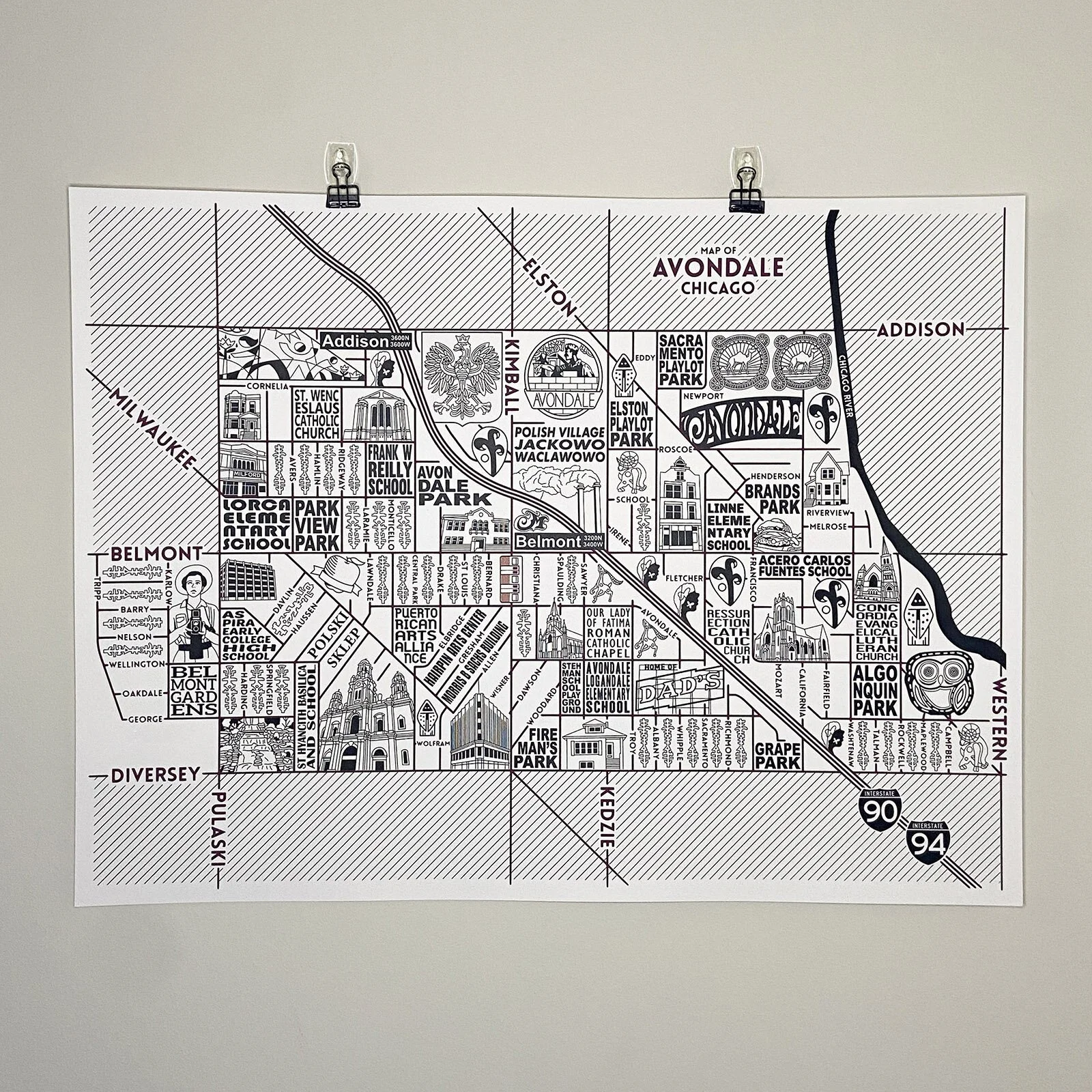 Avondale Map: Chicago Art Prints for Sale — Joe Mills Illustration