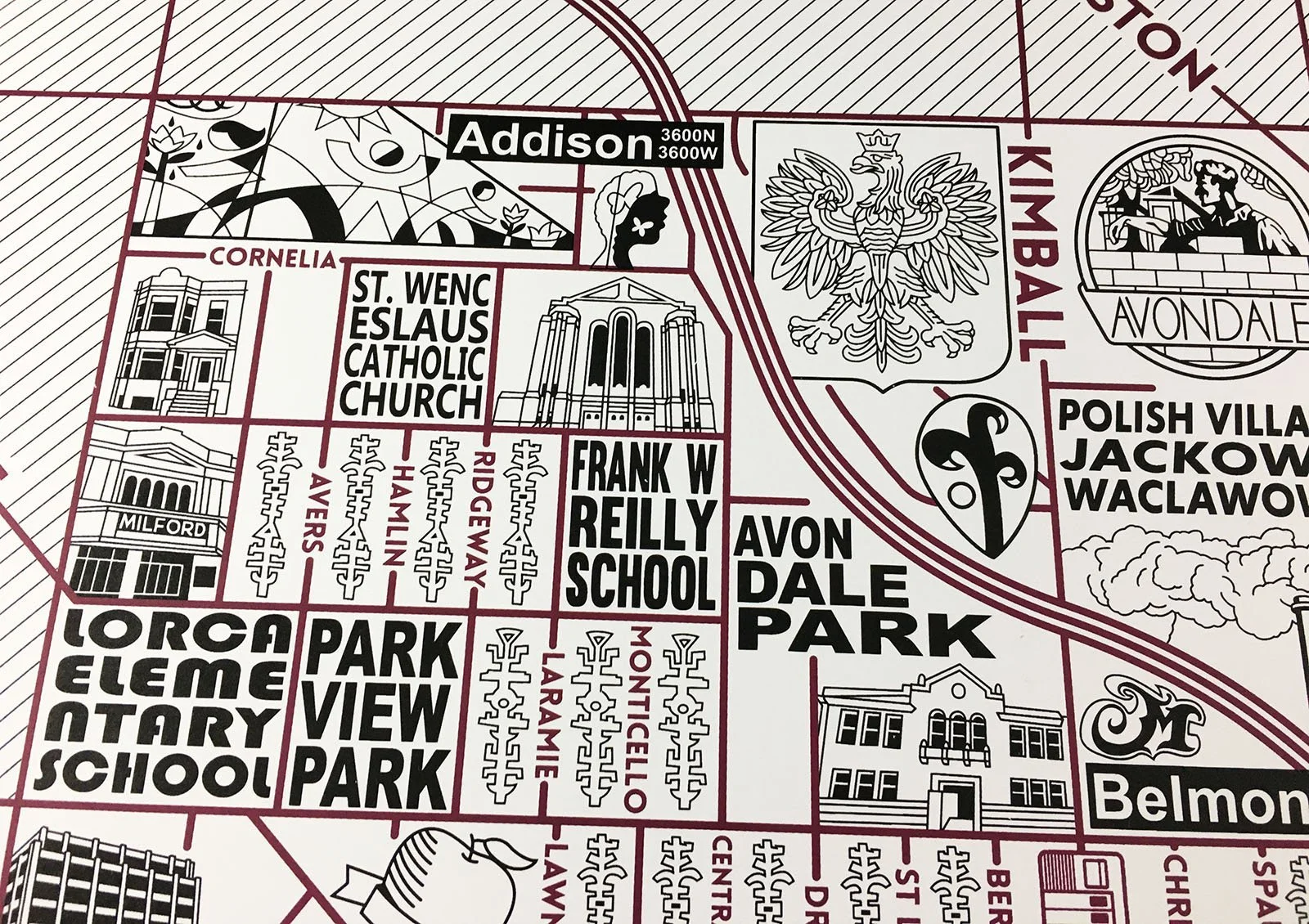 Avondale Map: Chicago Art Prints for Sale — Joe Mills Illustration