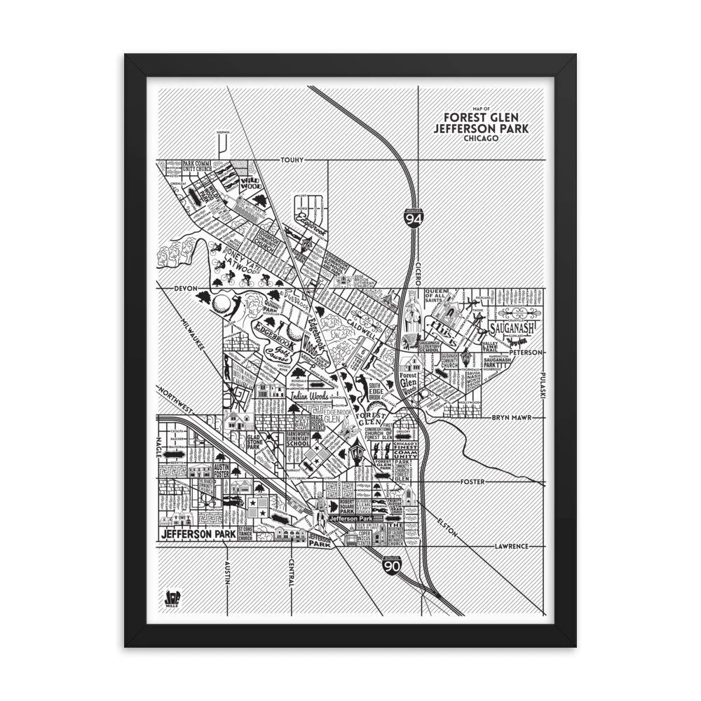 Portage Park Map: Chicago Art Prints for Sale — Joe Mills Illustration