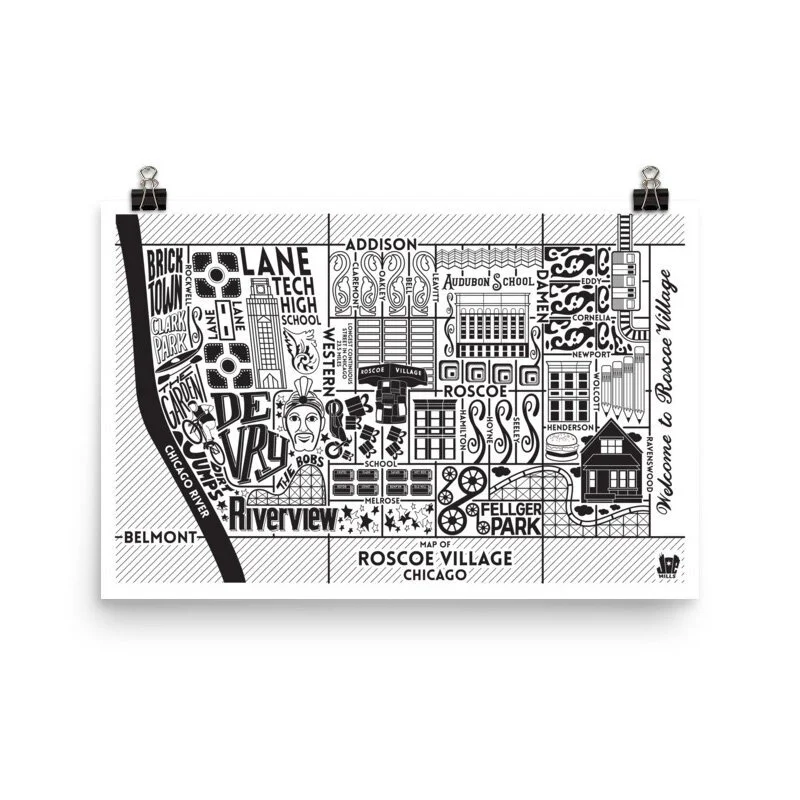 Roscoe Village Map Chicago Art Prints for Sale — Joe Mills Illustration