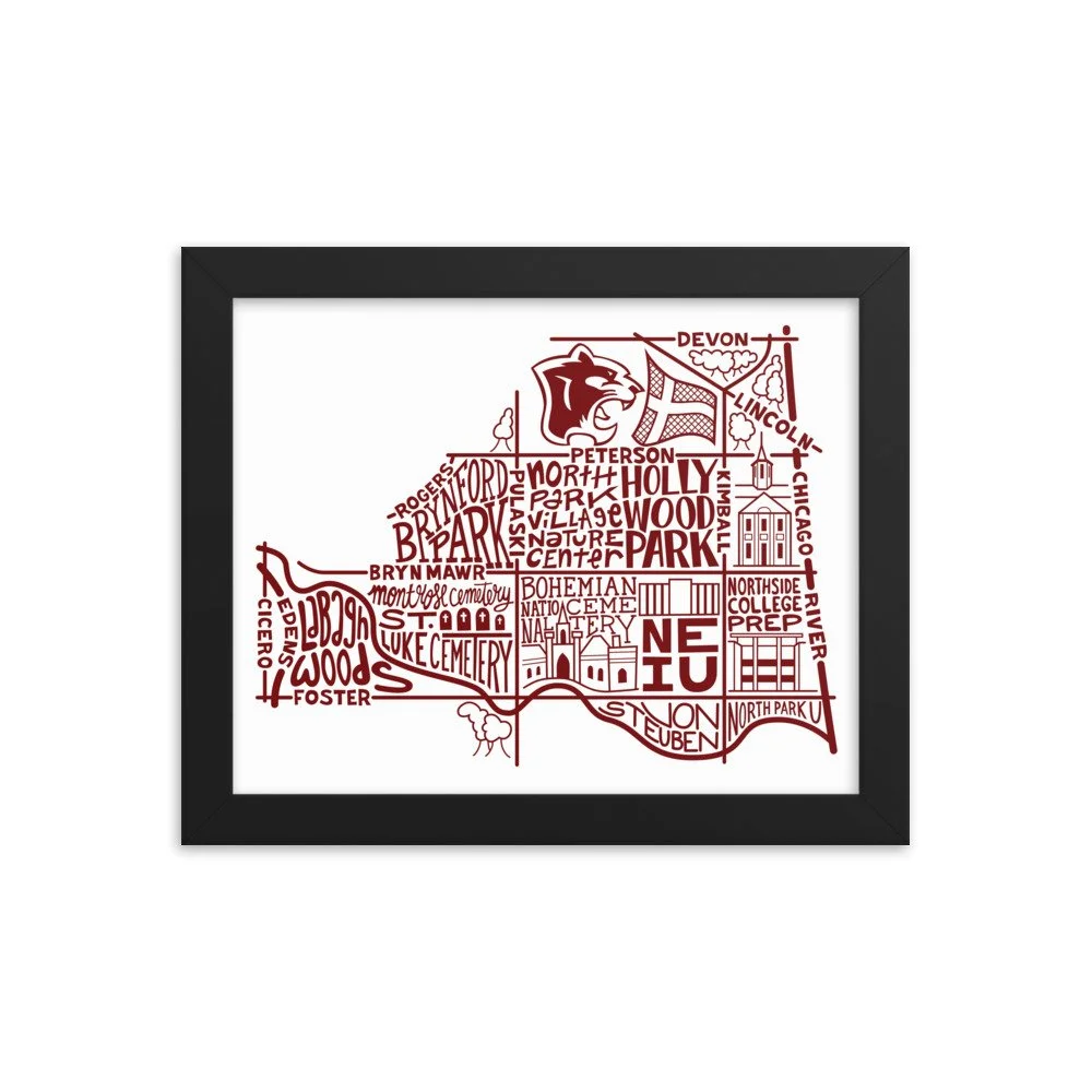 Hand Lettered North Park Map Chicago Art Prints for Sale — Joe Mills