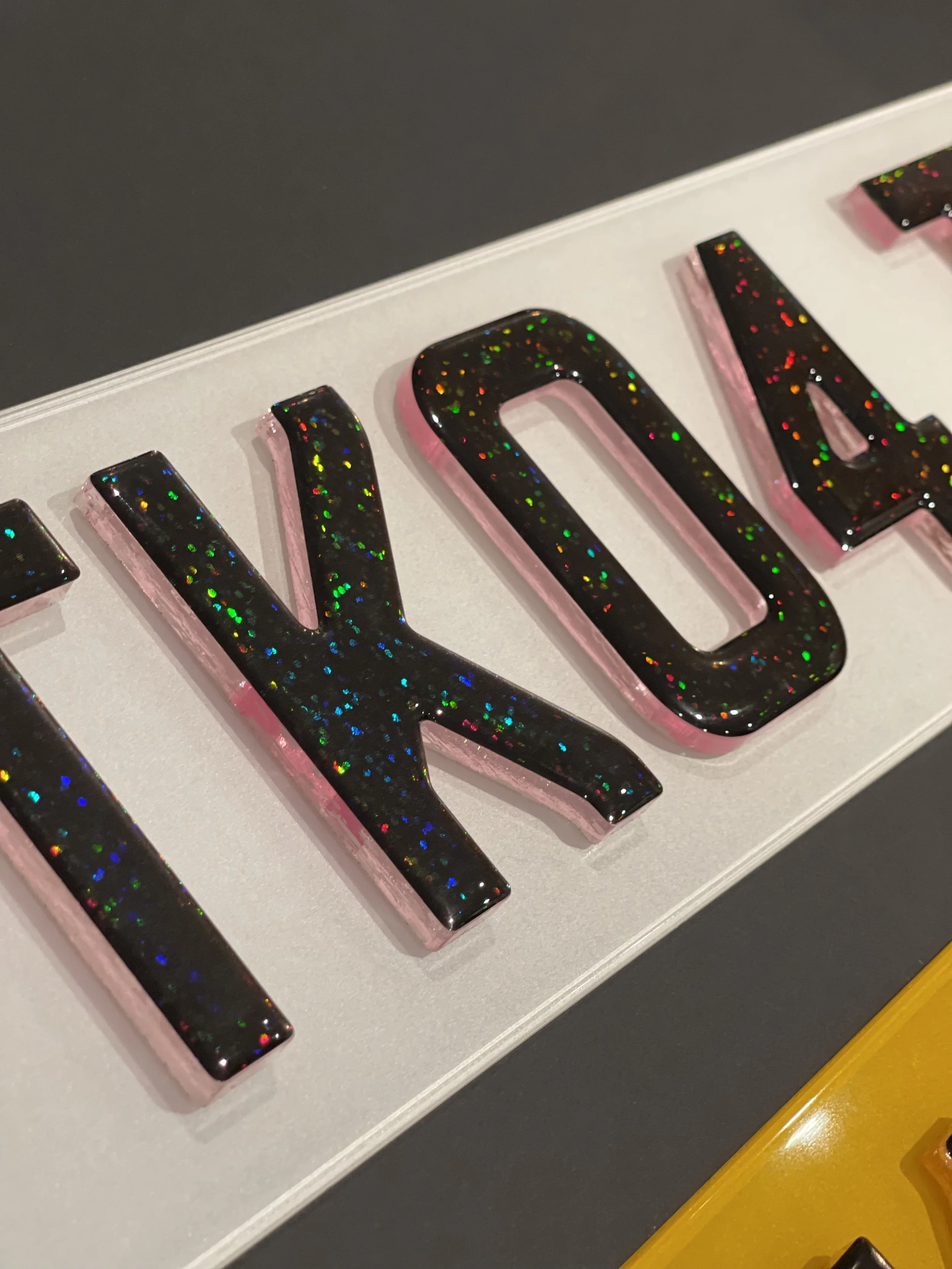 4D Pink Glitter Number Plates — Deluxe Plates