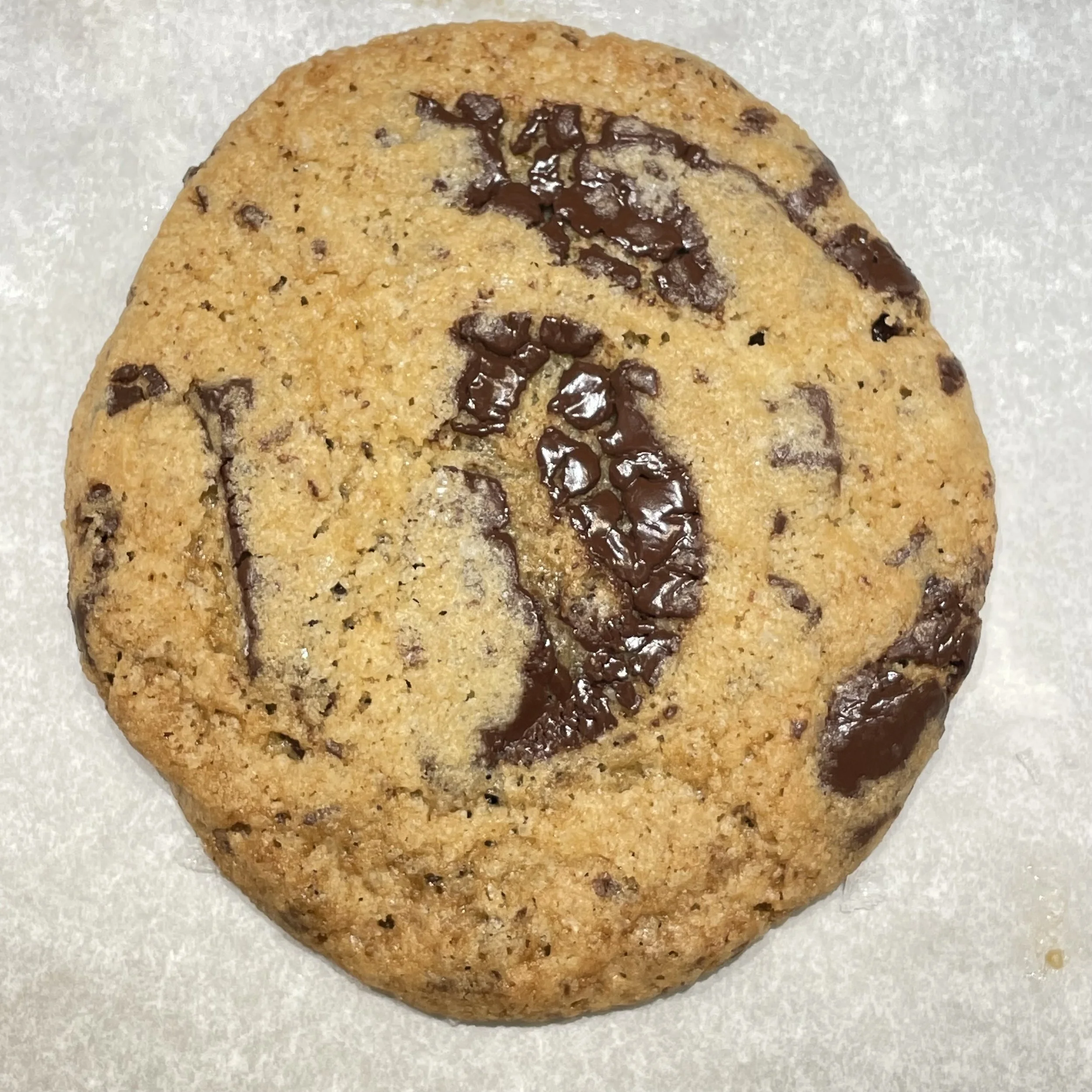 Chocolate chip cookies on a baking tray