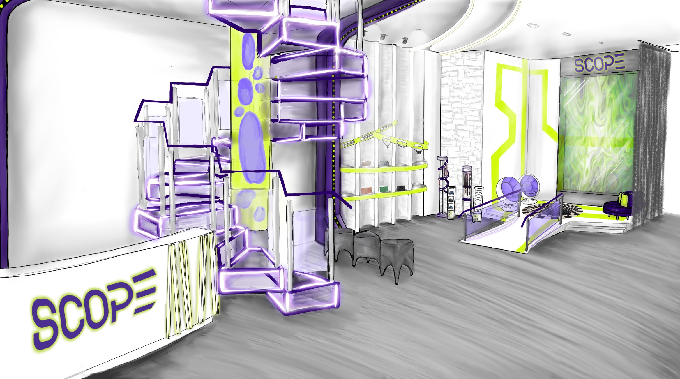 Check Out Station, Stairs, & Rest Area: First Floor