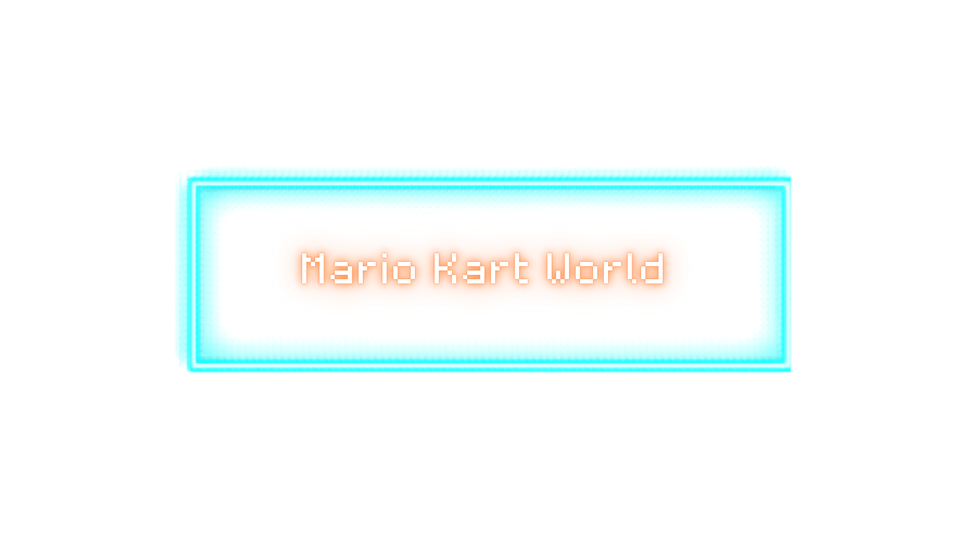 Logo del videogioco Mario Kart World con testo bianco su sfondo arancione e bordo in rosso