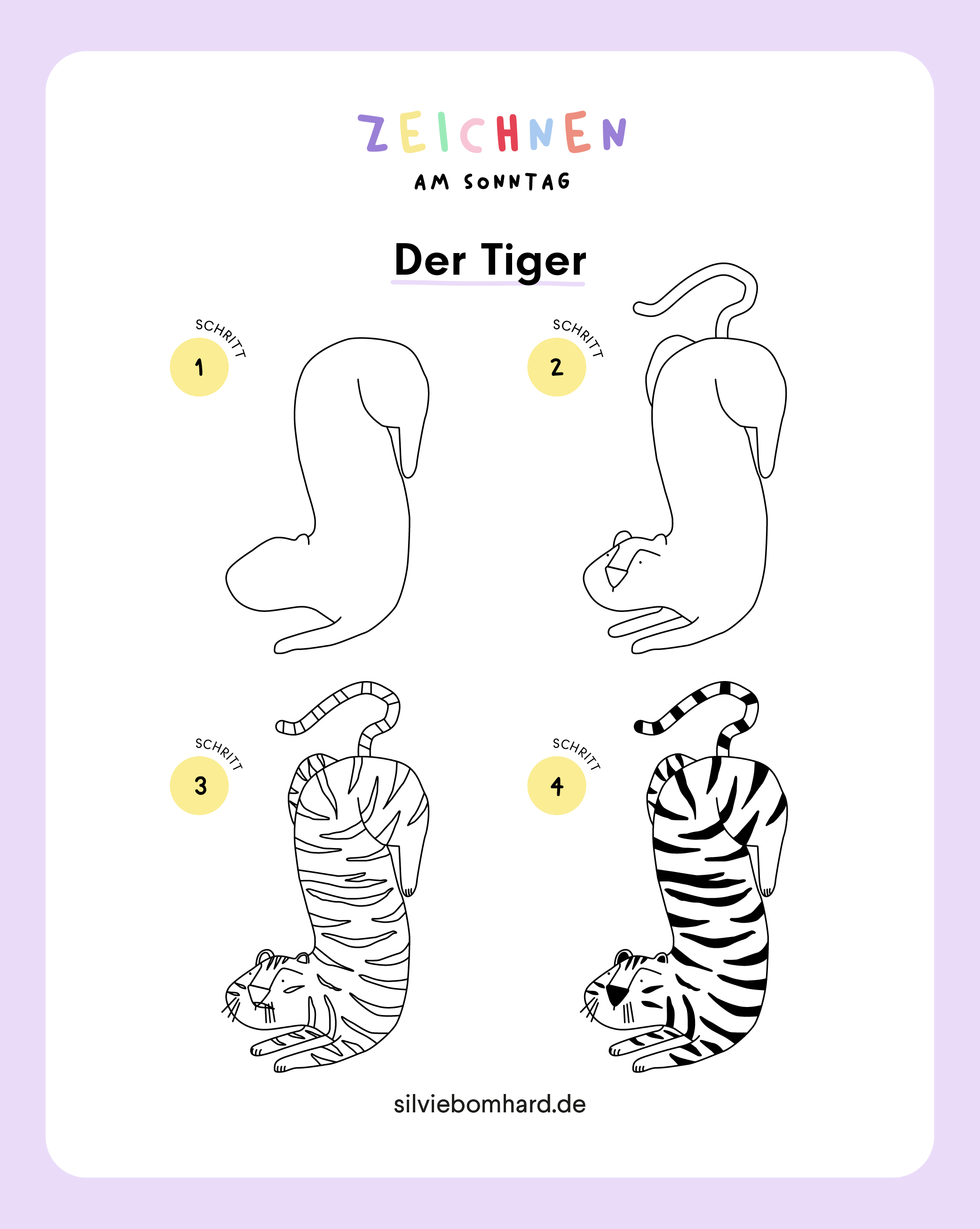 Tiger zeichnen für Anfänger — Silvie Bomhard