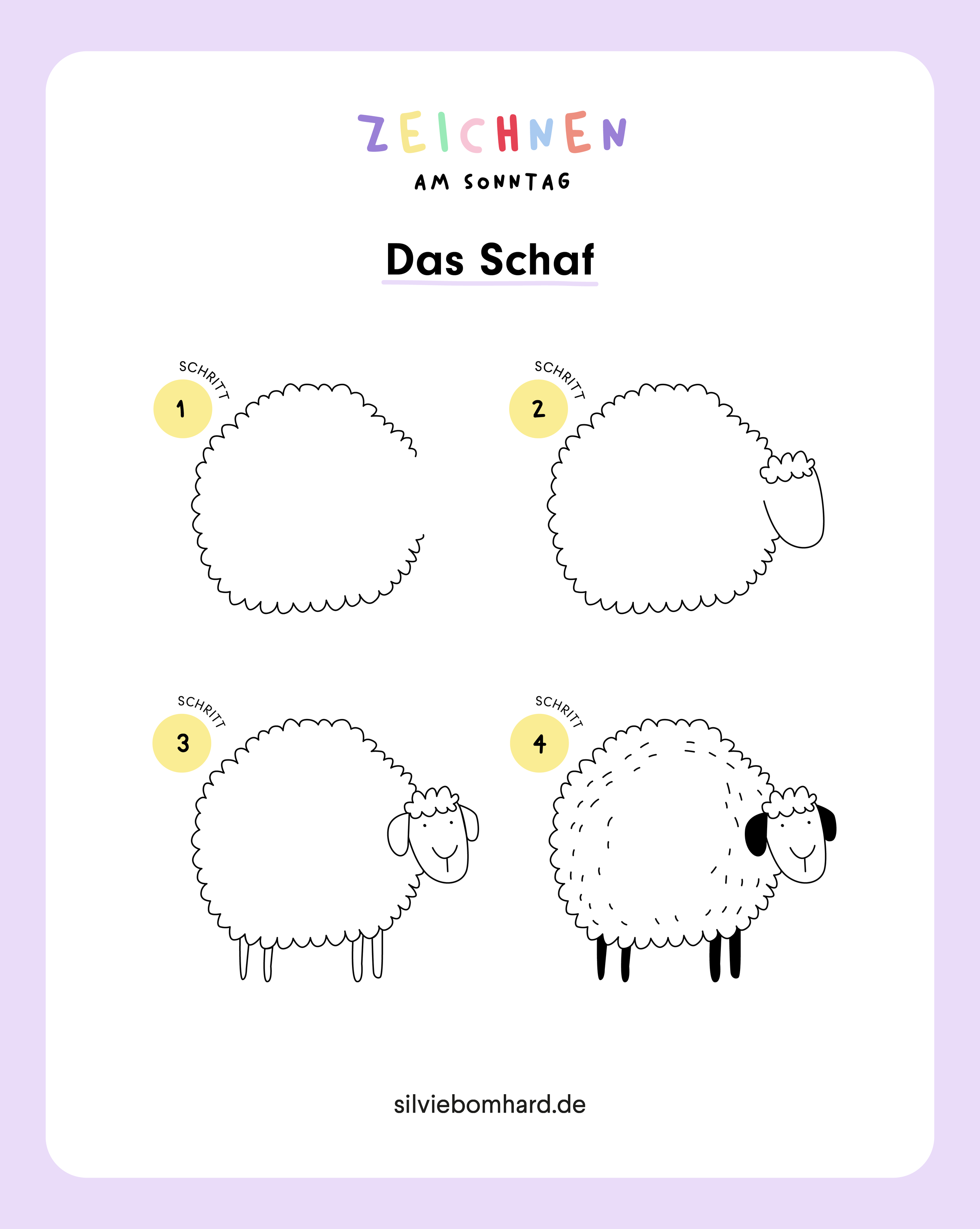  Ganz einfach zeichnen: Ein Schaf in vier Schritten! — Silvie Bomhard 