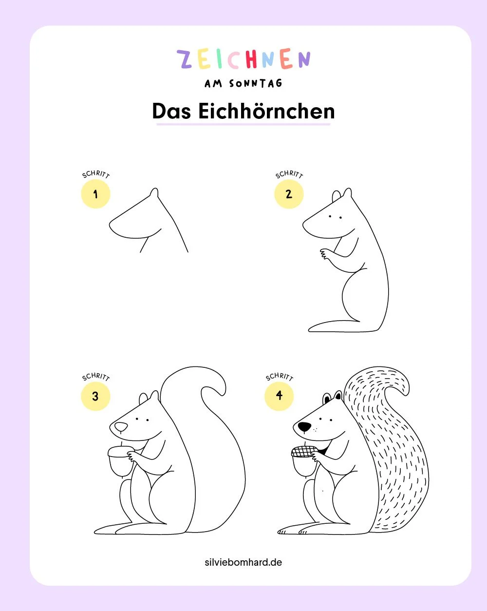  Eichhörnchen zeichnen in 4 Schritten 