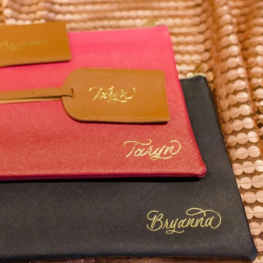 Luggage Tag & Cosmetic Bag Heat Foiling for Launch Party | Chanel Normani