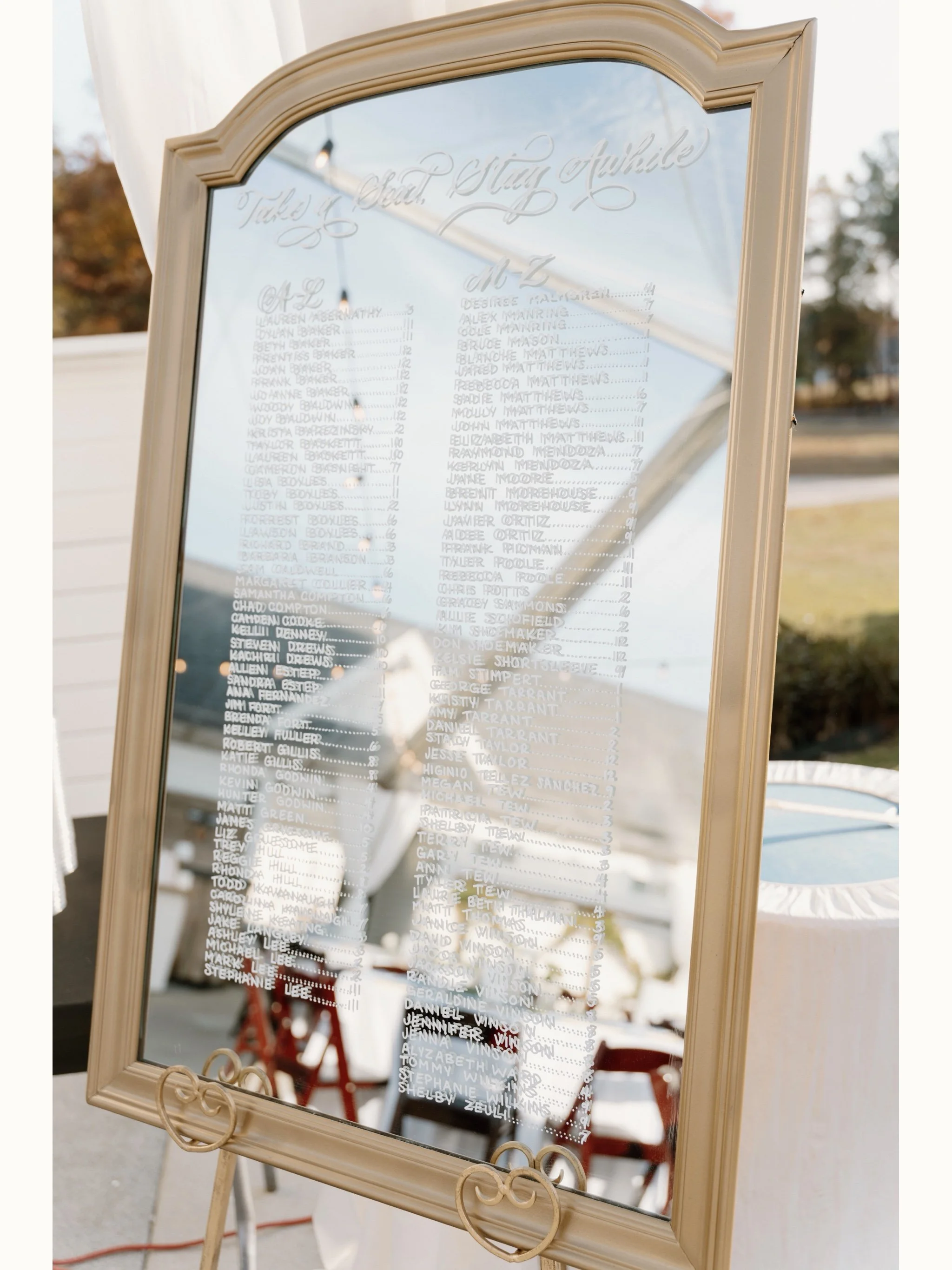 seating chart mirror rental