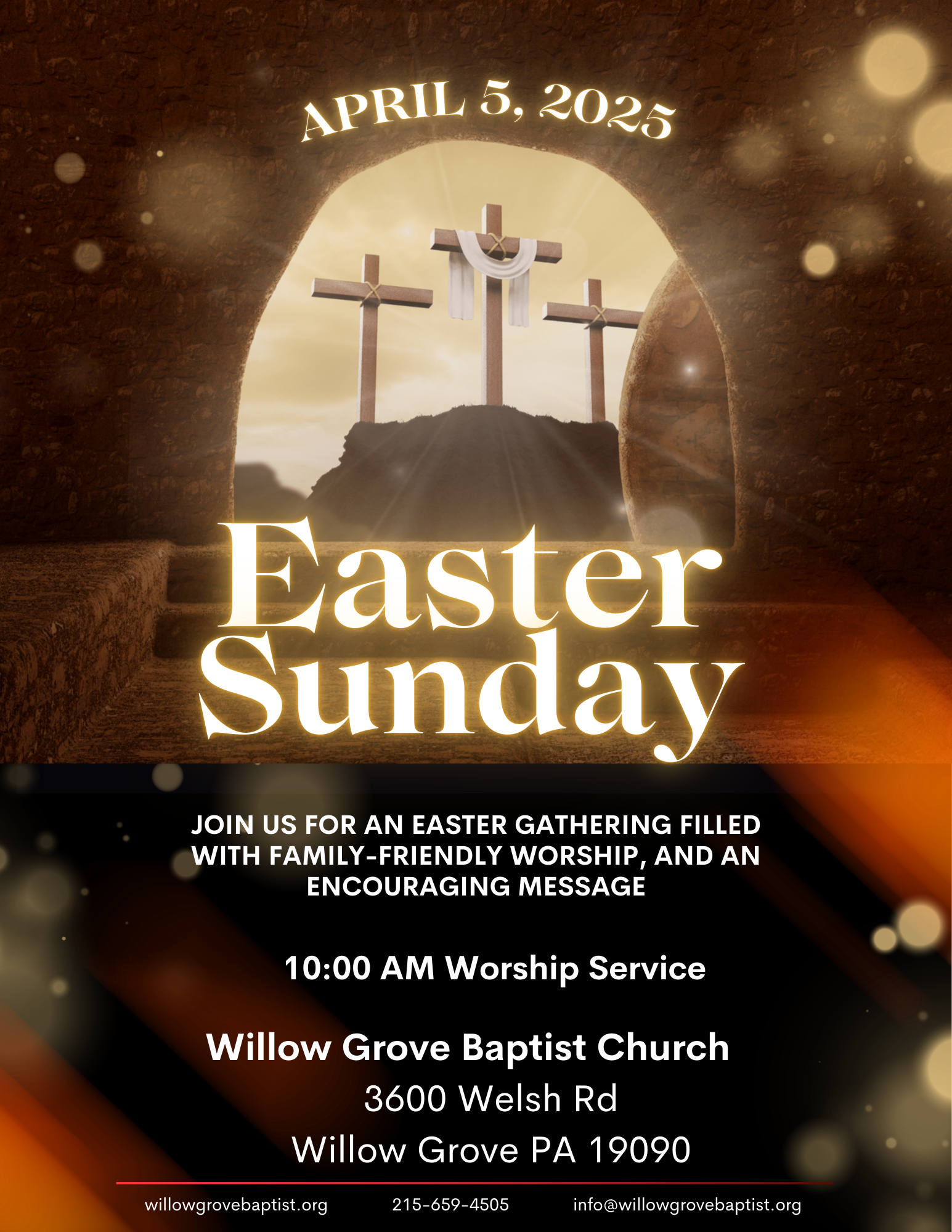 Brown Gold and Black Easter Sunday Church Worship Flyer.png