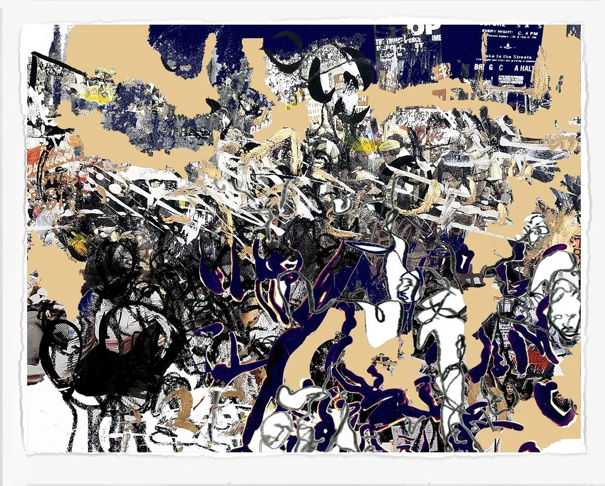 Protest with Veins 8,
2023, 
lithograph screenprint and cut paper,
28 x 36 in