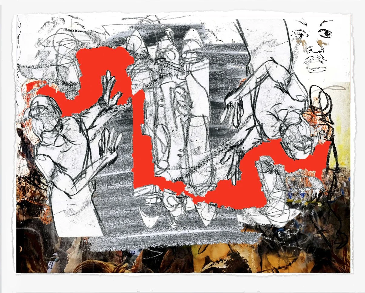 Protest with Veins 28,
2025, 
lithograph screenprint and cut paper,
28 x 36 in
