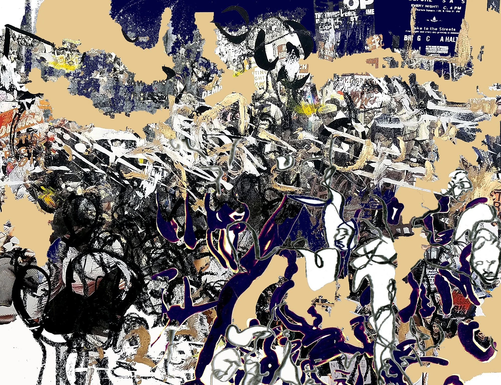 Protest with Veins 8,
2022,
lithograph screenprint and cut paper,
28 x 36 inches