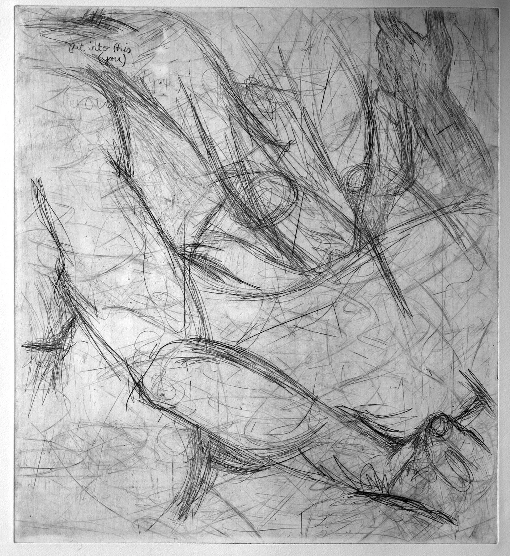 More than me 2, 2008, Drypoint on BFK, 20 x 30 in