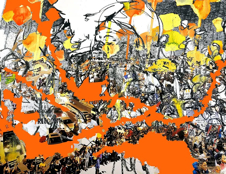 Protest with Veins 9,
2023,
lithograph screenprint and cut paper,
28 x 36 inches