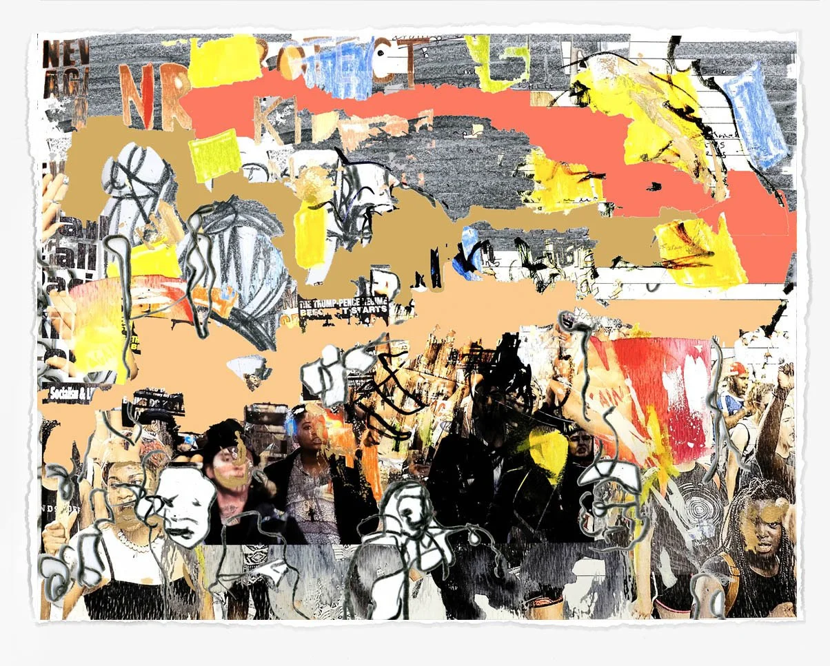 Protest with Veins 6,
2022, 
lithograph, screenprint, and cut paper,
28 x 36 in
