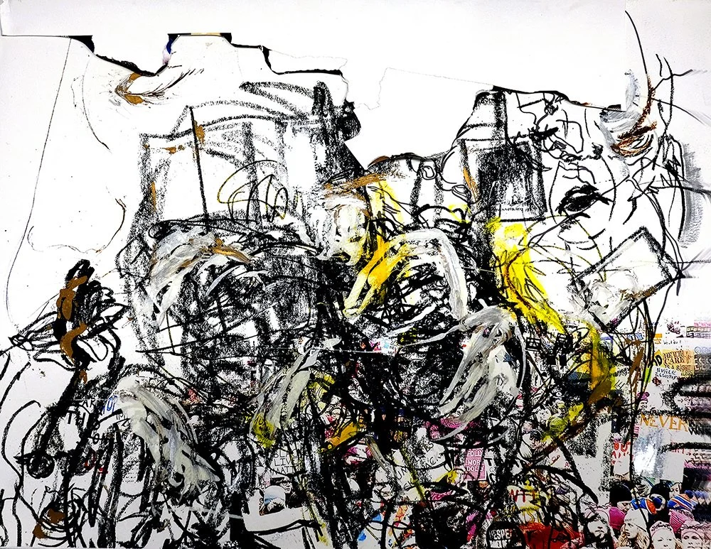 Protest (Print) 3,
2019,
lithograph screenprint and cut paper and ink,
17 x 22 inches