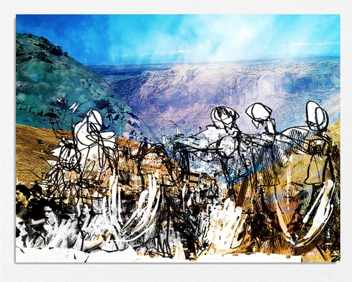 Protest + white, 
2022, 
iris print acrylic and lithographic crayon,
21 x 27 in