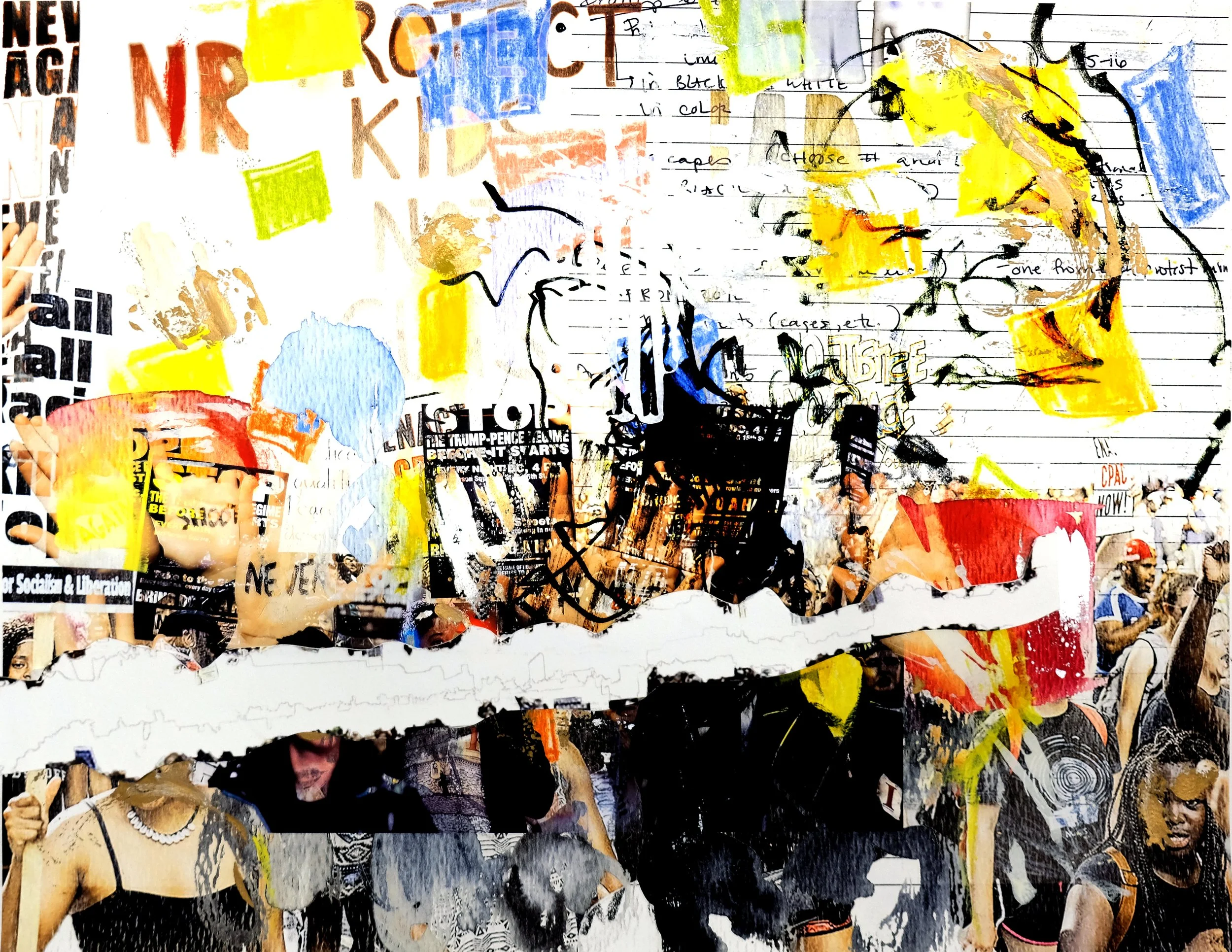Protest (Print) 20,
2021,
lithograph screenprint and cut paper and ink,
17 x 22 inches