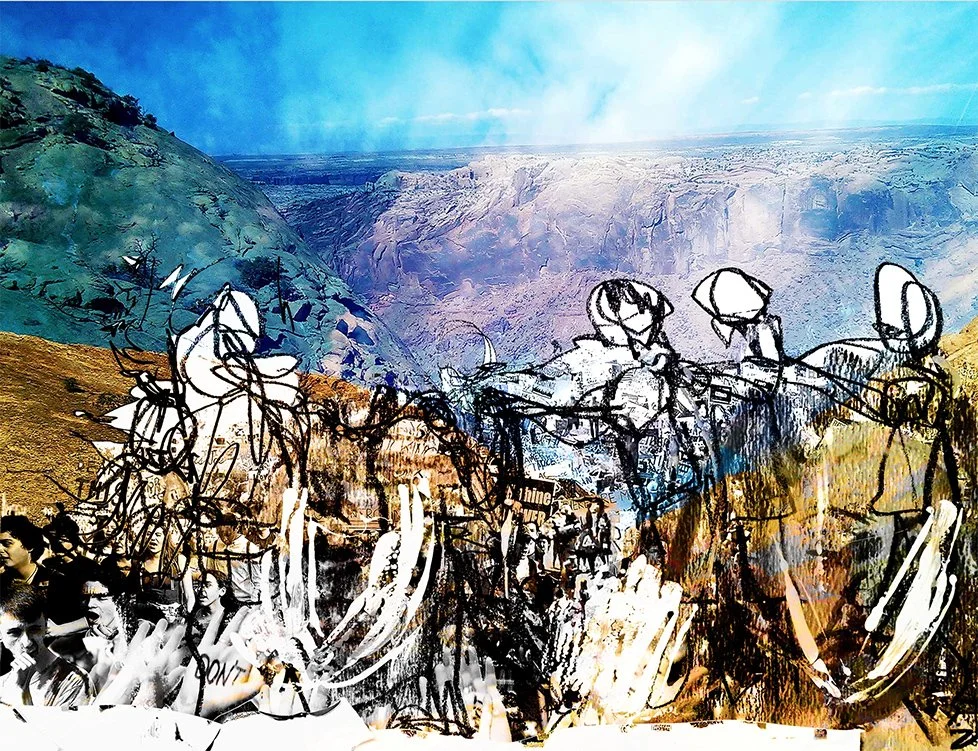 Protest + white,
2022,
iris print, acrylic and lithographic crayon,
21 x 27 inches
