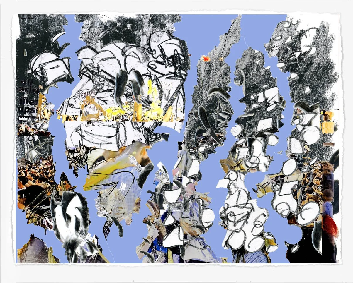 Protest with Veins 22,
2024, 
lithograph screenprint and cut paper,
28 x 36 in