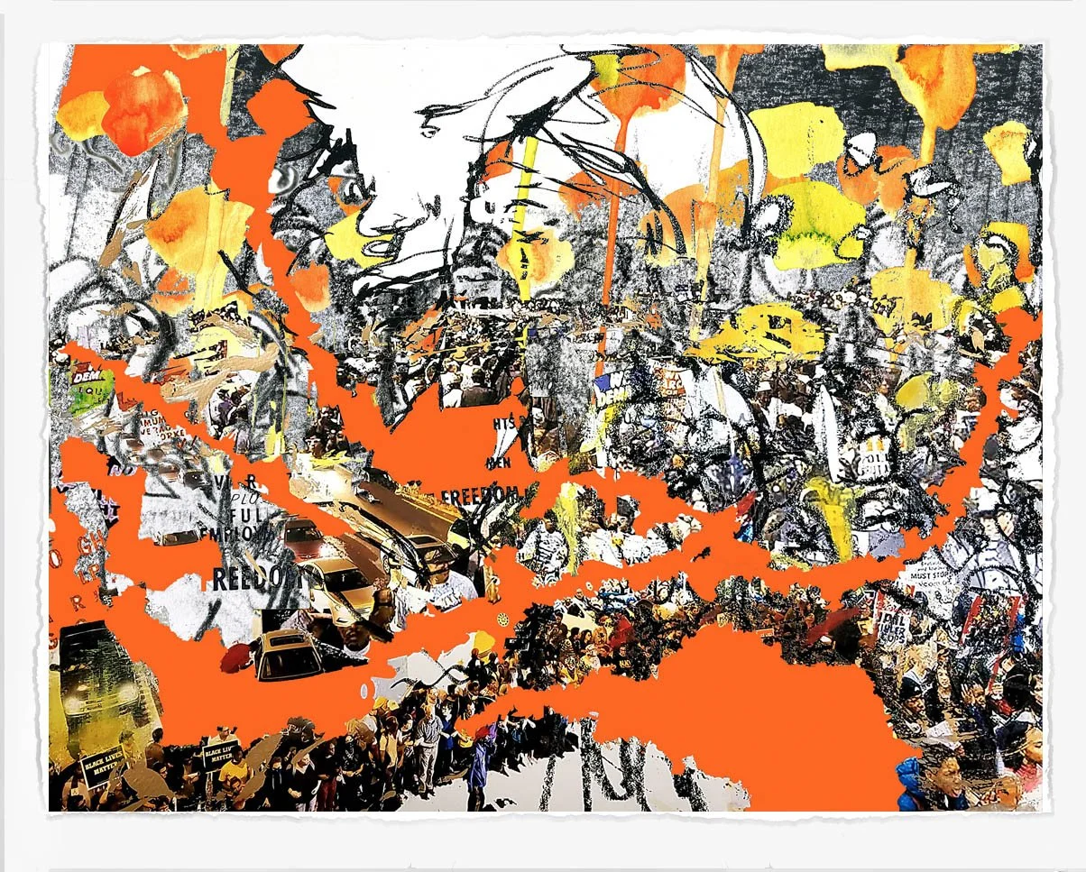 Protest with Veins 9,
2023, 
lithograph screenprint and cut paper,
28 x 36 in